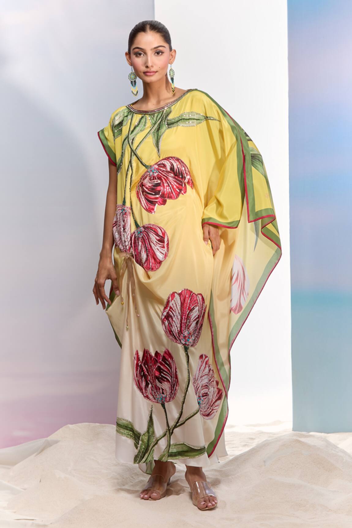 Pria Kataria Puri Ombre Tulip Blossom Print Kaftan