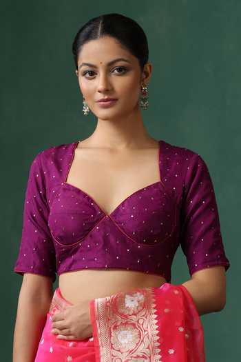 Weaver Story Purple Sequin Embroidered Silk Blouse 
