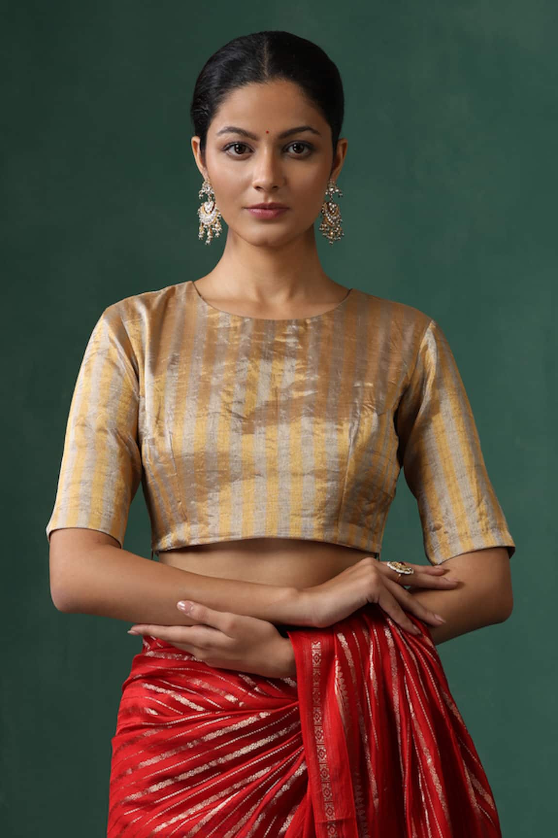 Weaver Story Gold & Silver Tissue Silk Blouse 