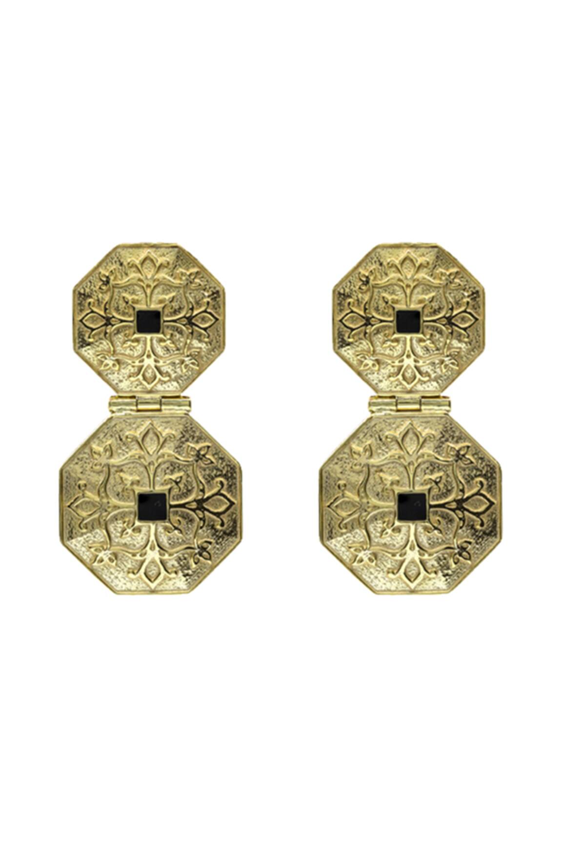 Manner Gold Plated 925 Silver Carved Earrings
