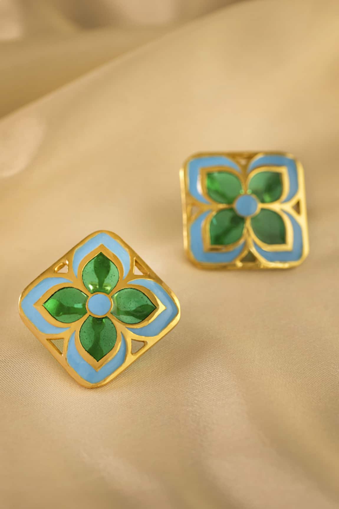 Manner Chameli Enamelled Stud Earrings 