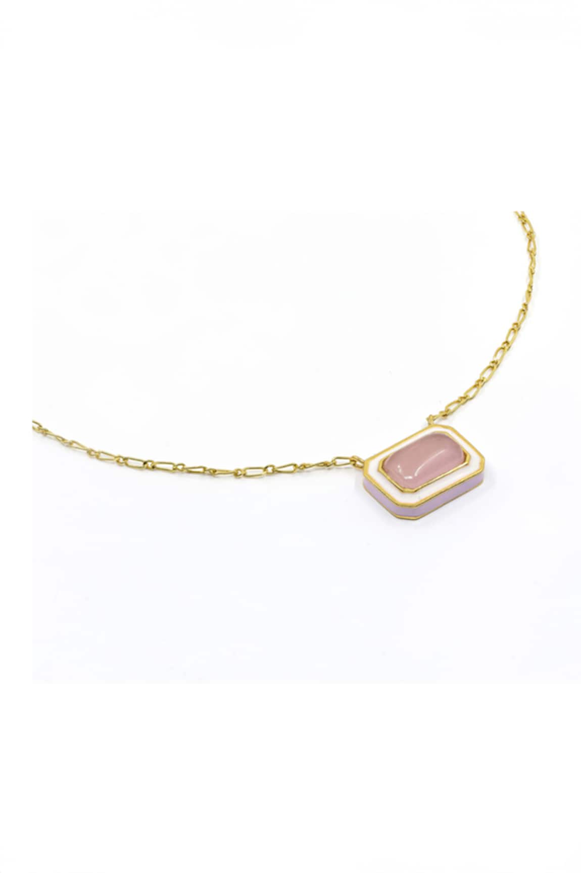 Manner Rose Quartz Stone Pendant Necklace 
