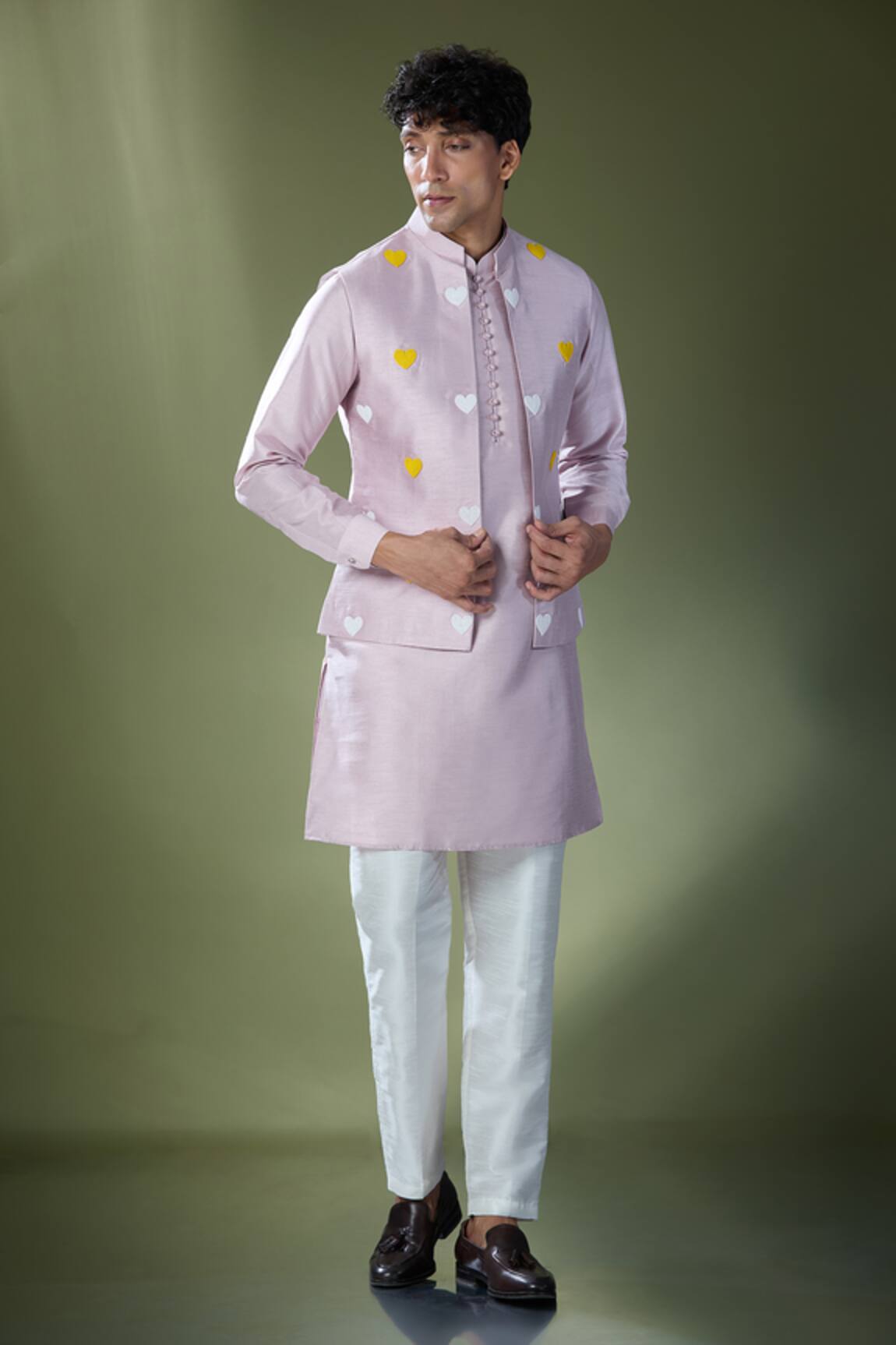 Rng Safawala Bead Embroidered Lilac Bundi Kurta Set