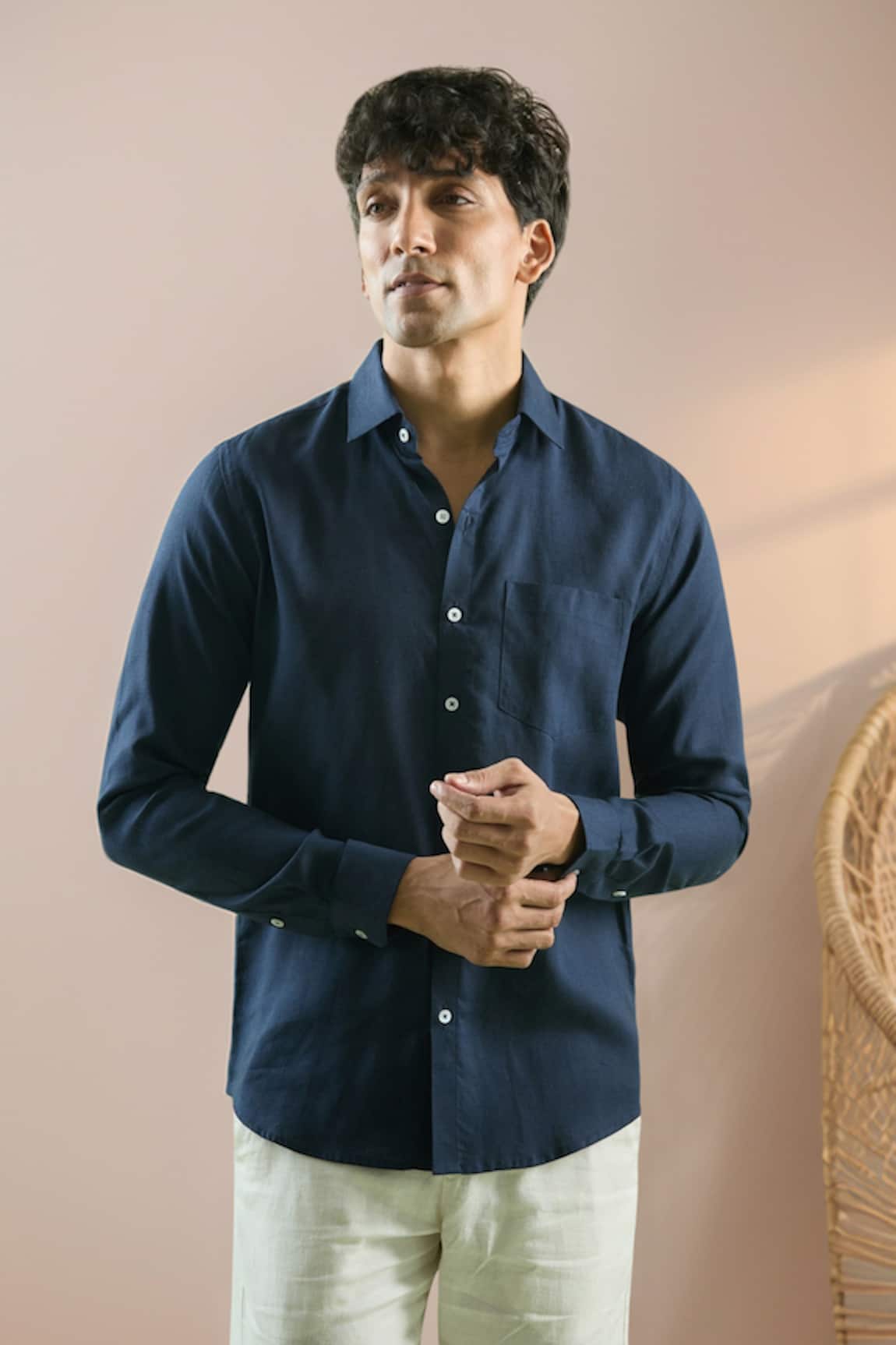 Arihant Rai Sinha Navy Blue Full Sleeve Shirt 