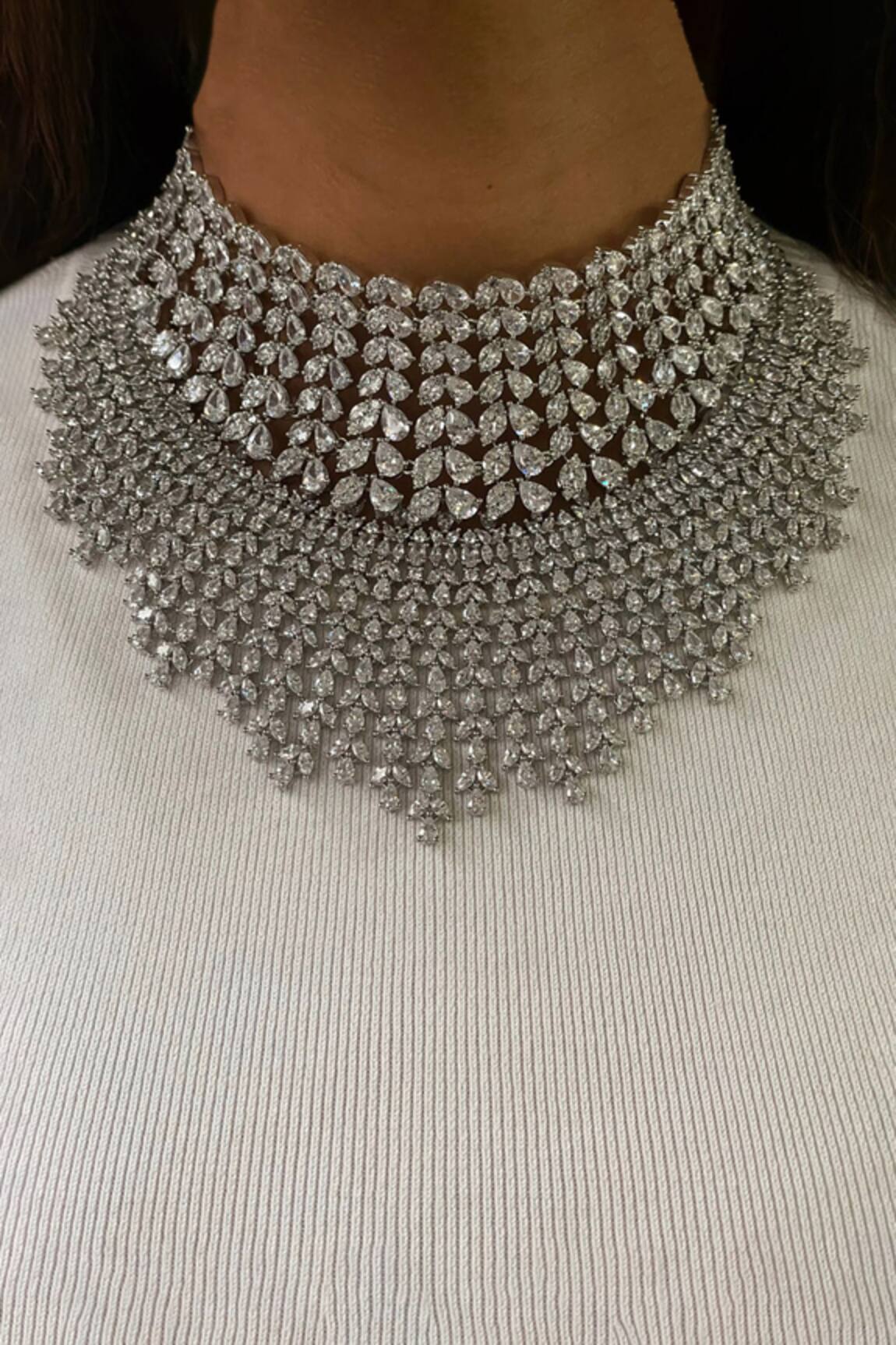 PRERTO Floral Faux Diamond Jewellery Set