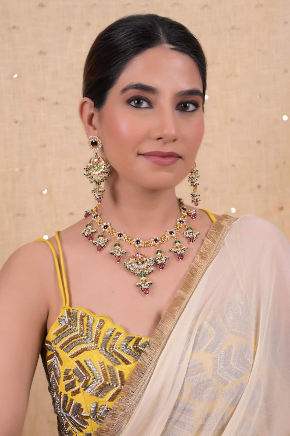 Shlok Jewels Kundan Embellished Mandala Necklace Set 