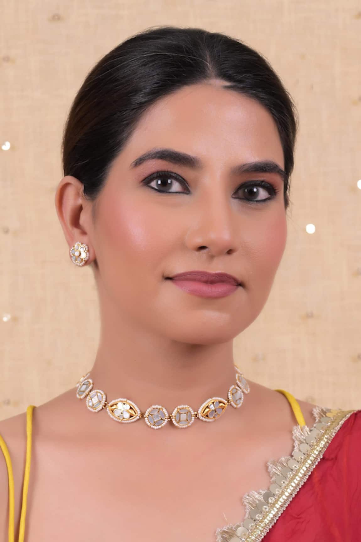 Shlok Jewels Kundan Embellished Choker & Earring Set 