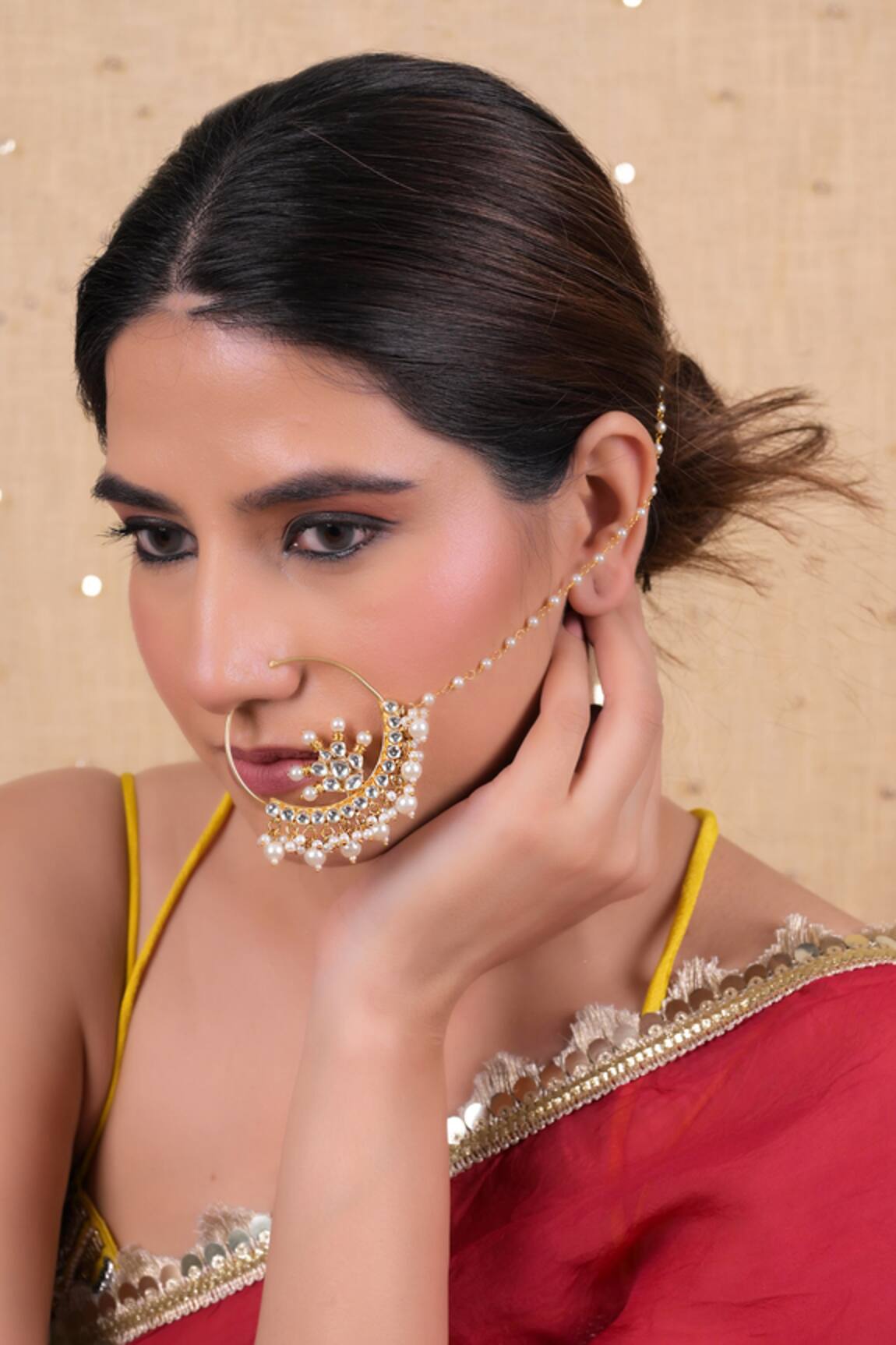 Shlok Jewels Kundan Cutwork Nose Ring