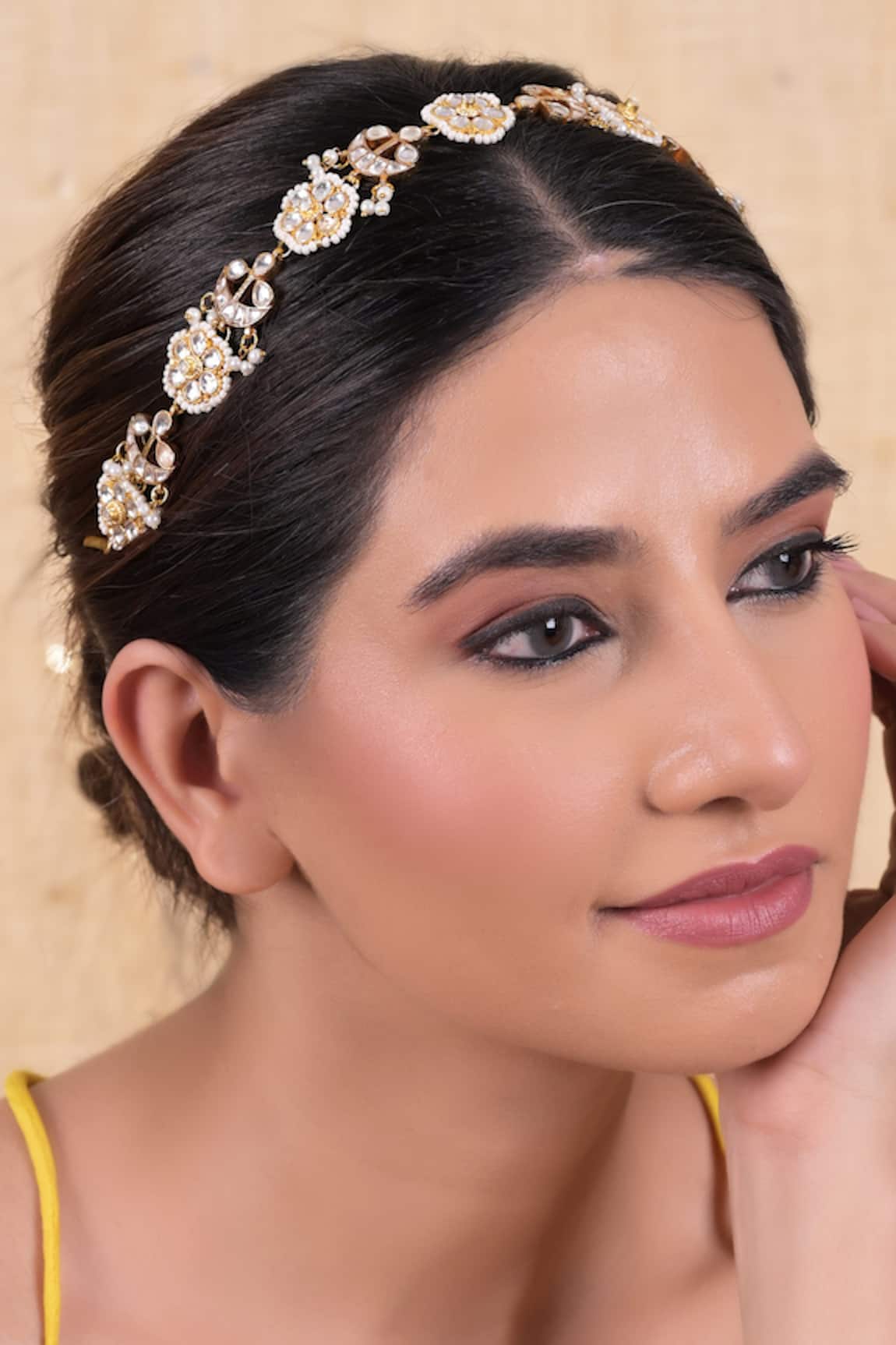 SHLOK JEWELS Gold Plated Chand Blossom Mathapatti 