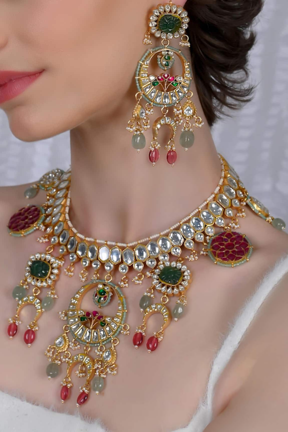 Shlok Jewels Kundan Embellished Choker & Earring Set