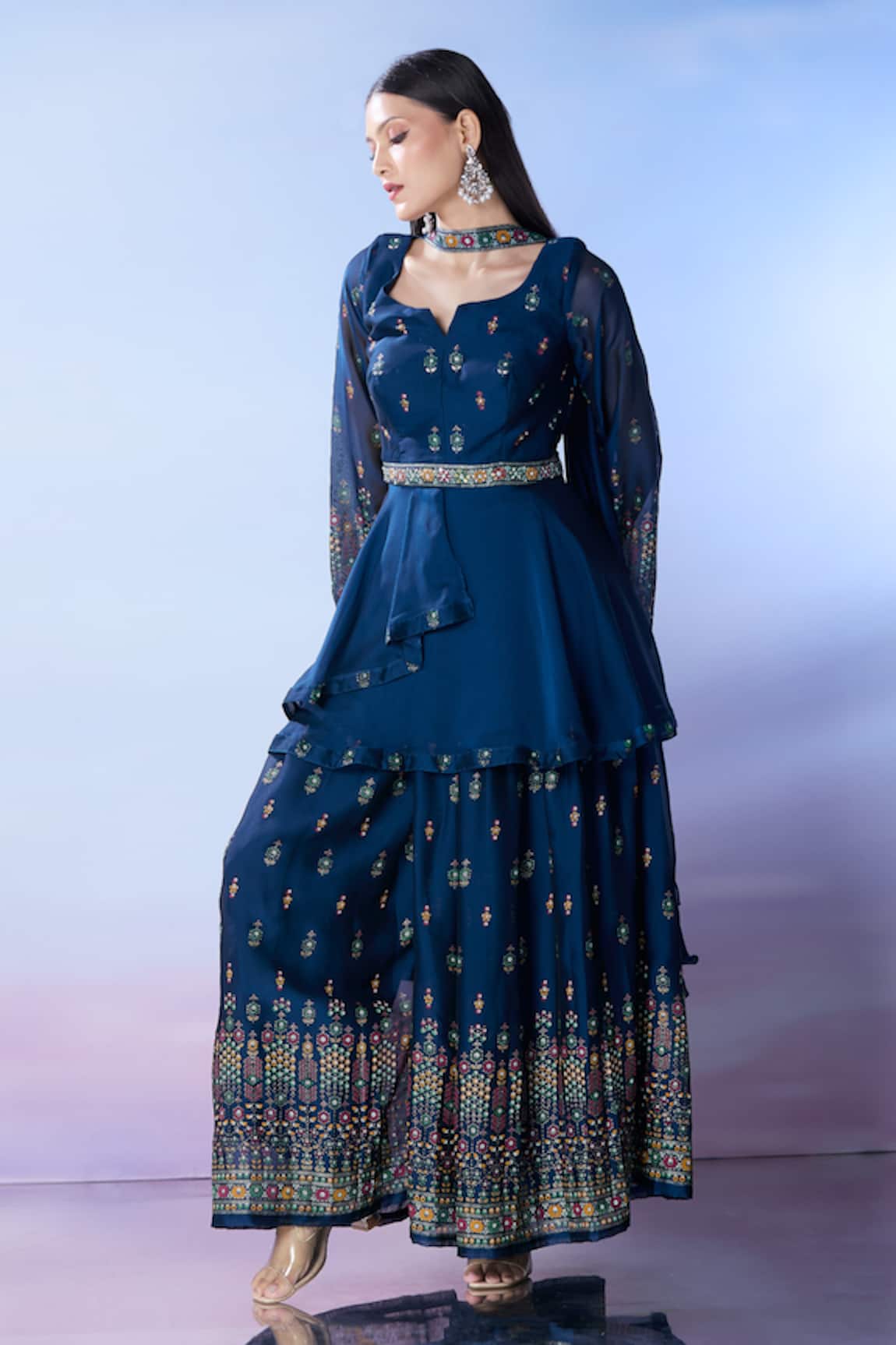 Samyukta Singhania Embroidered Anarkali & Palazzo Set 