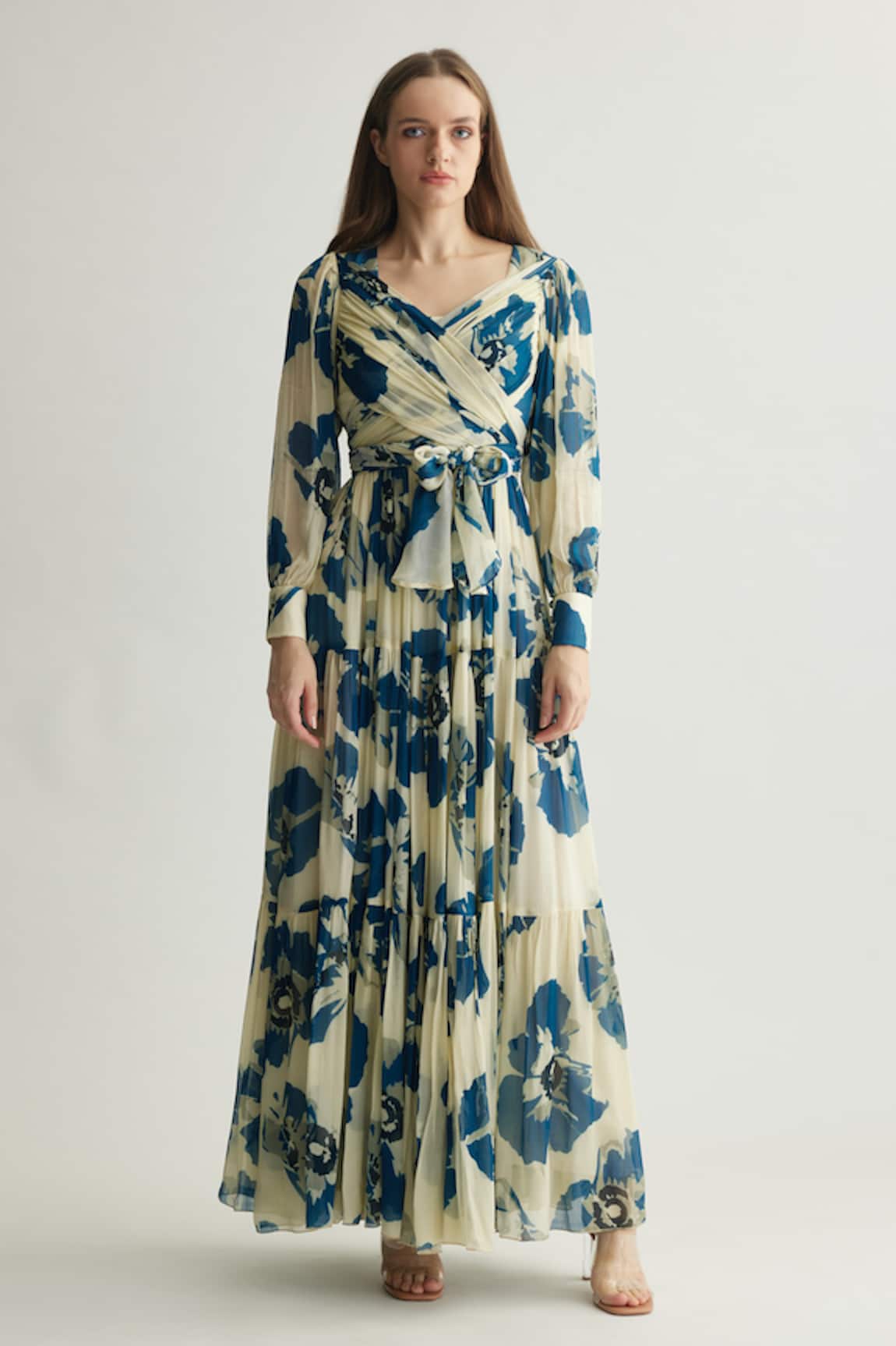 Koai Floral Print Maxi Dress With Balloon Sleeves