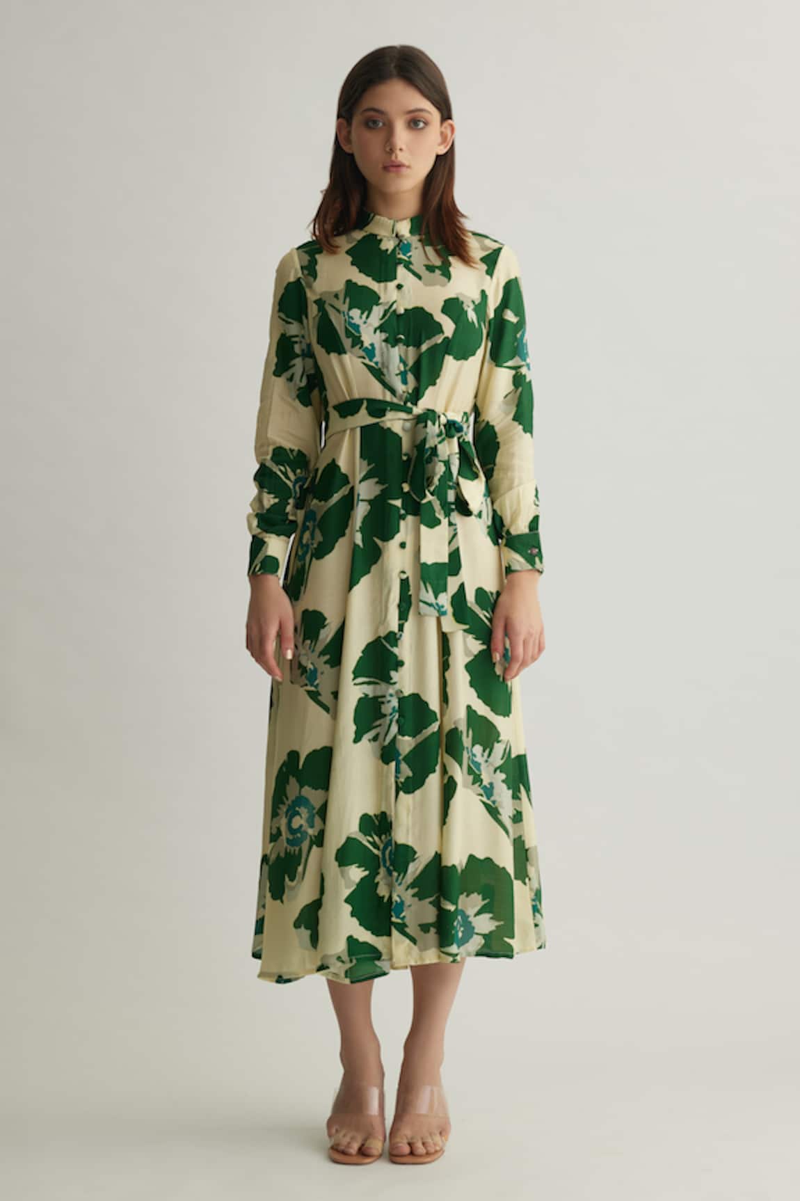 Koai Floral Print Full Sleeves Midi Dress 