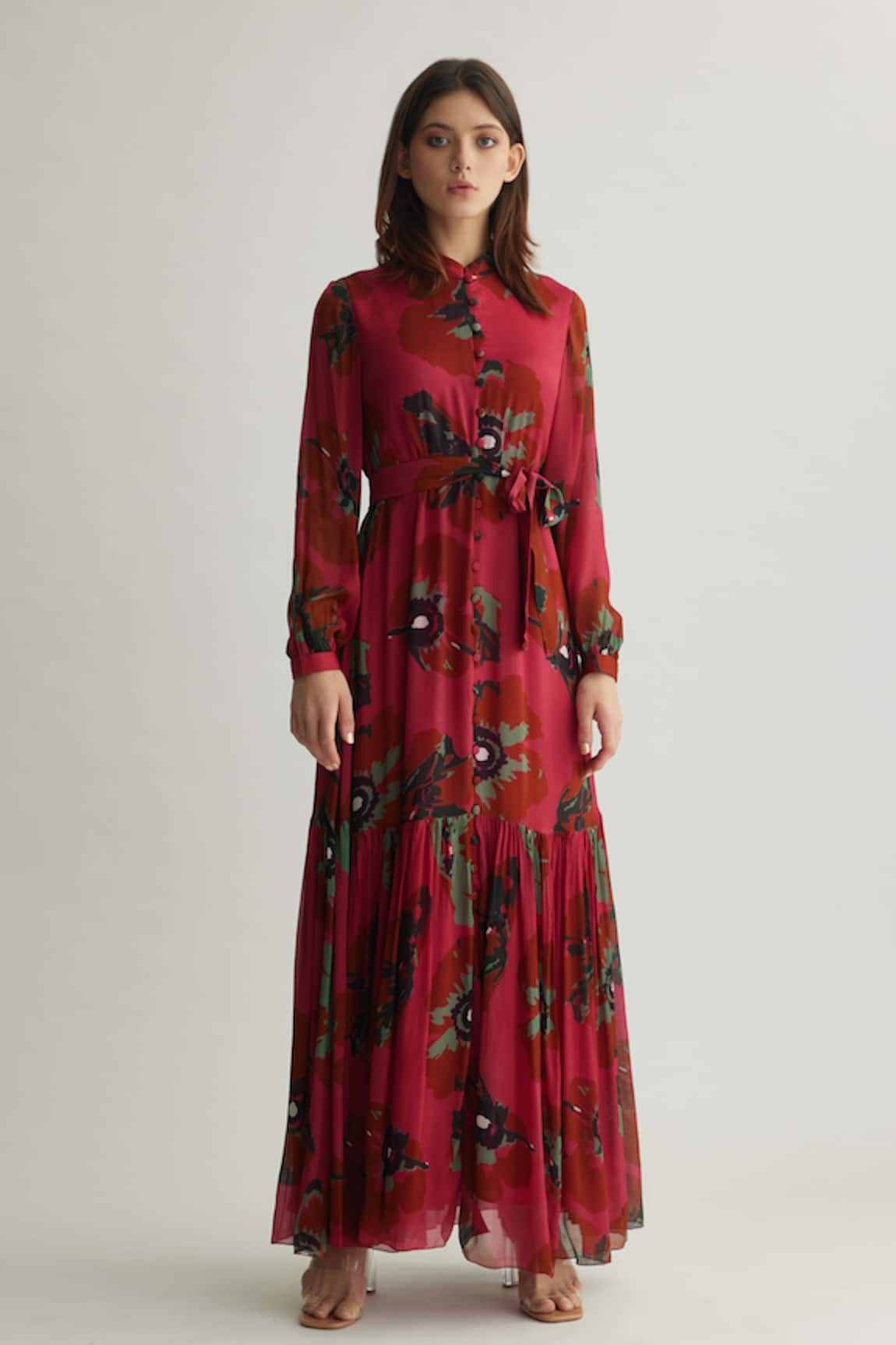 Koai Floral Chiffon Maxi Dress