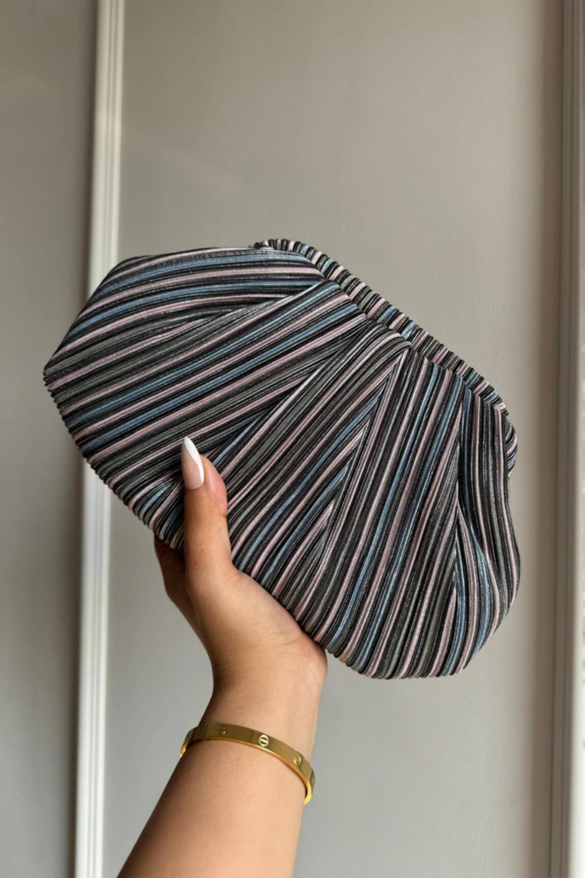 Boxwish By Bhumika Multi Color Pleated Clutch Bag