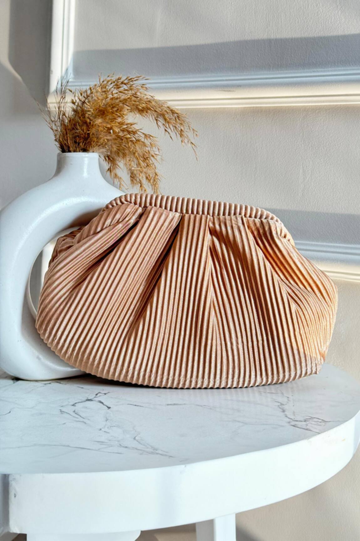 Boxwish By Bhumika Pleated Crushed Pouch Clutch