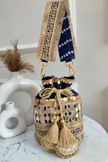 Boxwish By Bhumika Bandhani Mirrorwork Potli Bag