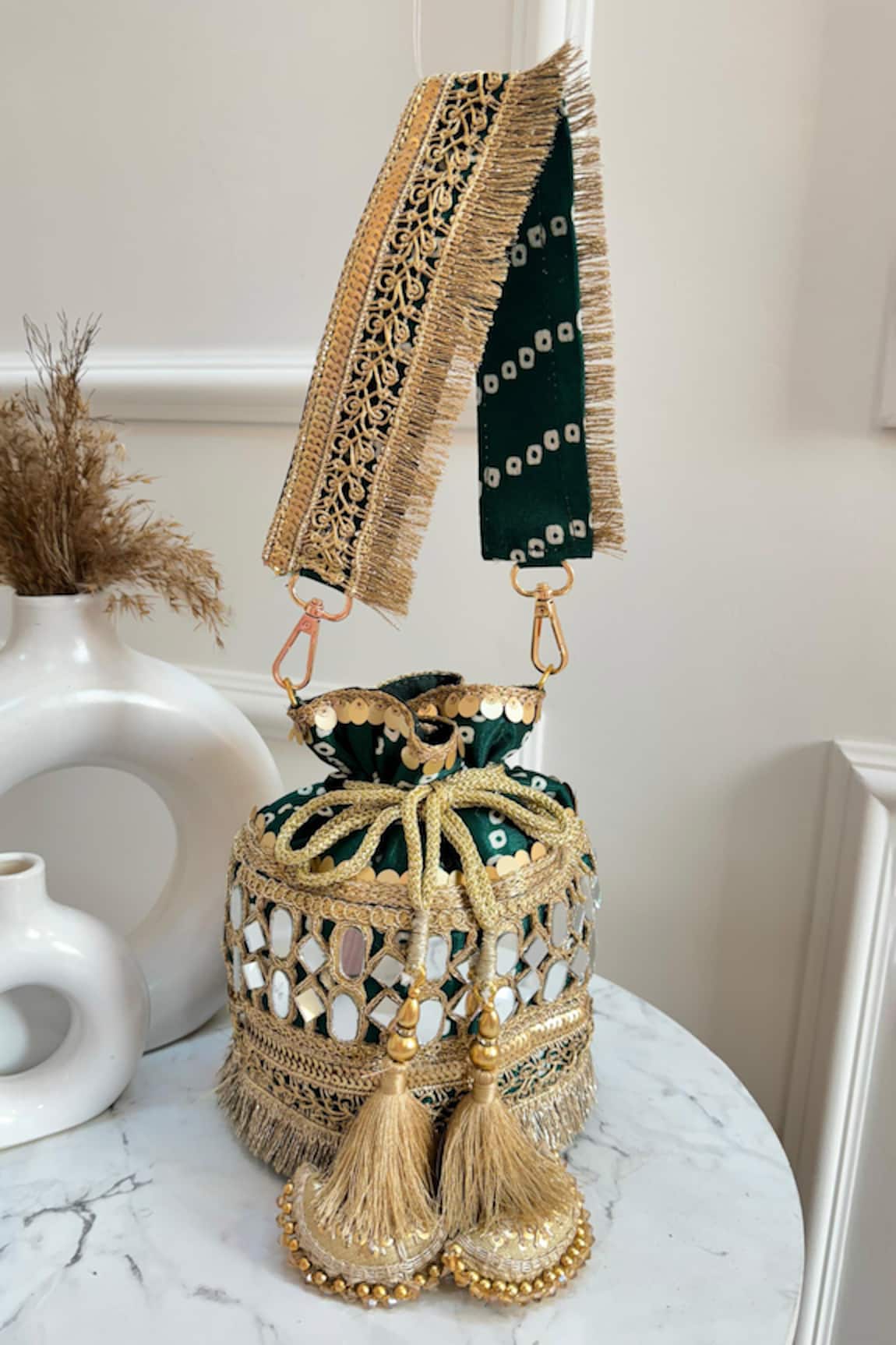 Boxwish By Bhumika Bandhani Mirror Embroidered Potli 