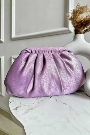 Boxwish By Bhumika Purple Pleated Designer Handbag