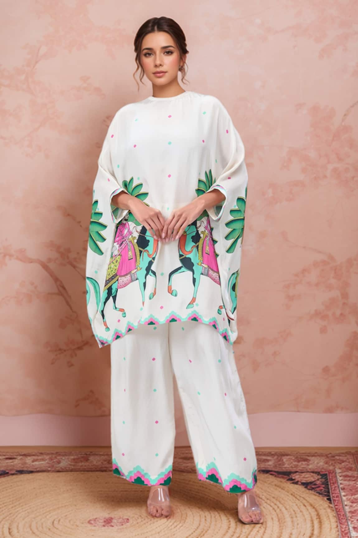 Rajat K Tangri Mughal Motif Print Kaftan & Pant Set 