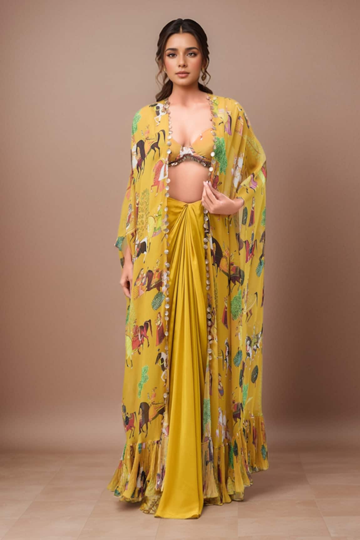 Rajat K Tangri Mughal Motif Cape & Skirt Set