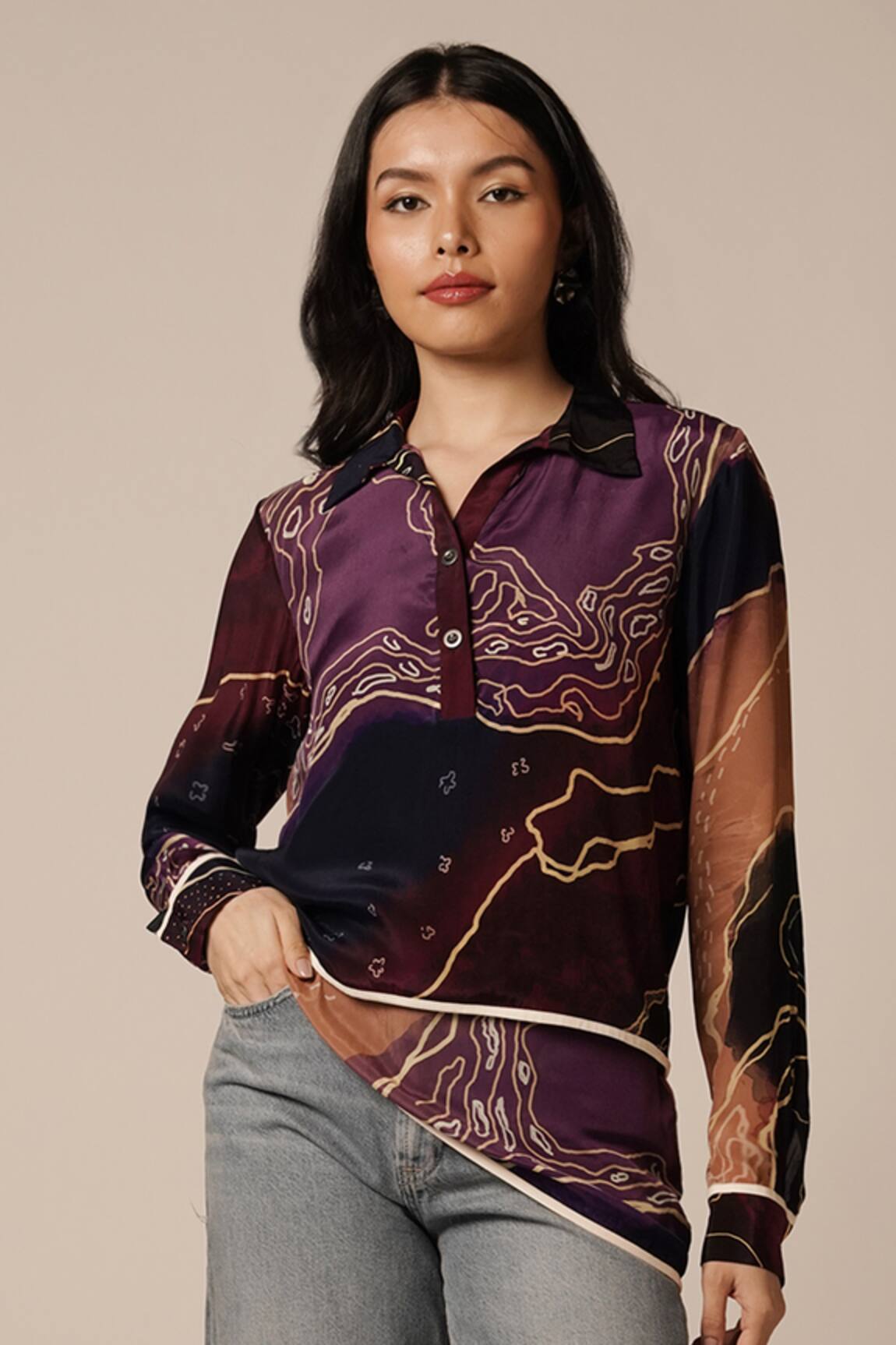 Advait Abstract Geometric Layered Shirt