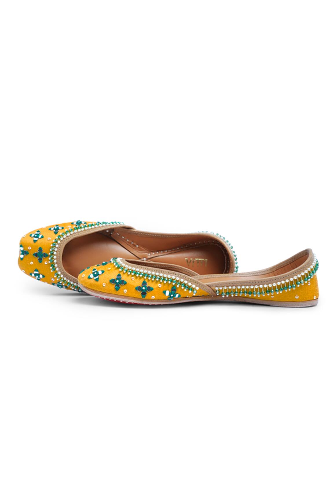 House Of Vitti India Marigold Floret Embroidered Juttis