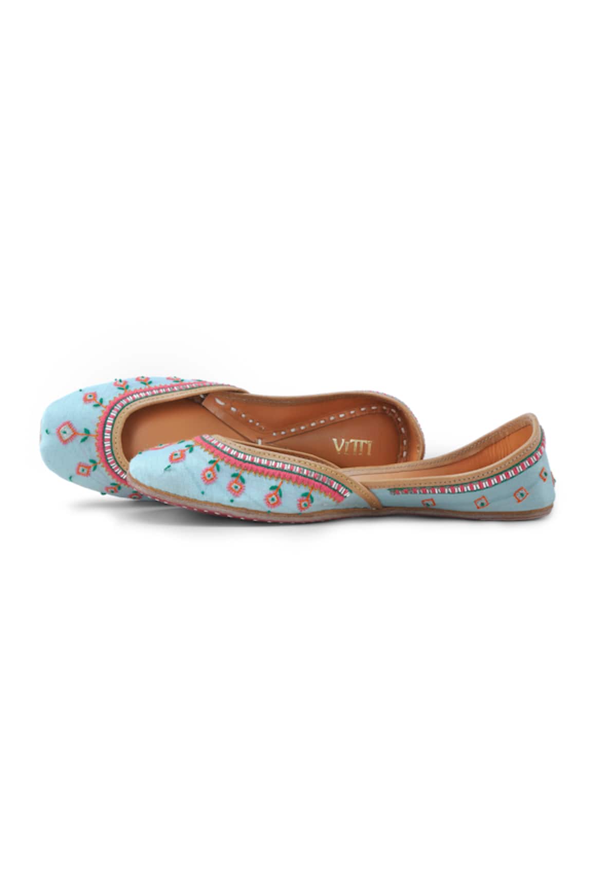 House Of Vitti India Wildbloom Embroidered Blue Juttis