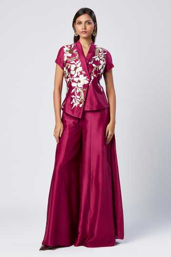 Madder Much Asymmetric Embroidered Vest & Flared Pant Set