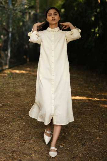 RAAS LIFE Cream Midi Shirt Dress 