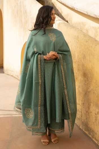 ASRUMO Mukaish Embroidered Anarkali Pant Set 