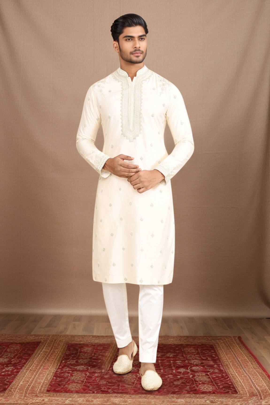 Kalighata Ivory Embroidered Kurta Set