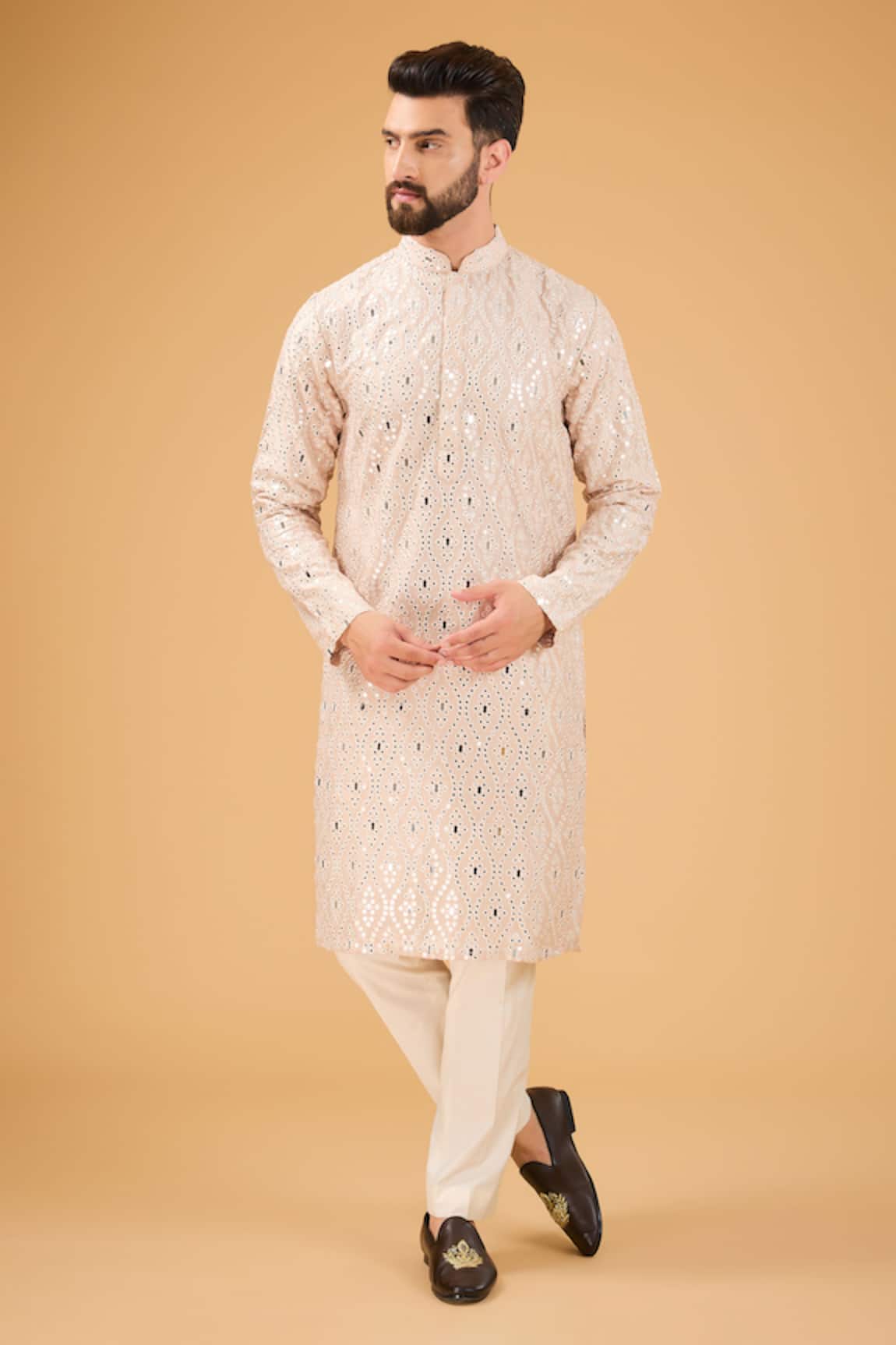 Kasbah Mirror Embroidered Silk Kurta 