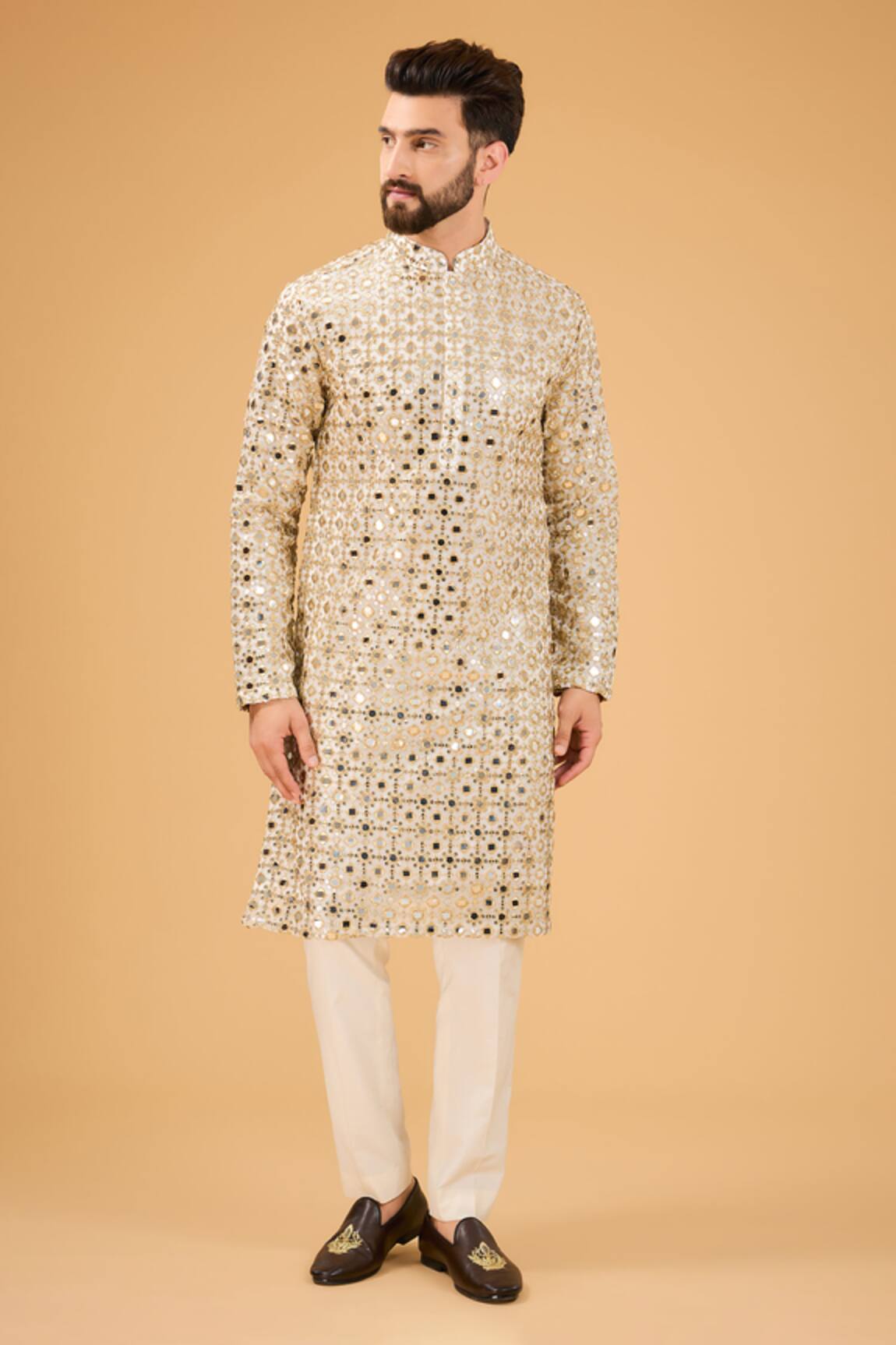 Kasbah Mirror Zari Sequin Embroidered Kurta 