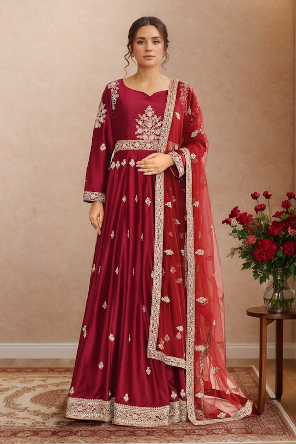 Kalighata Hand Embroidered Anarkali Set 