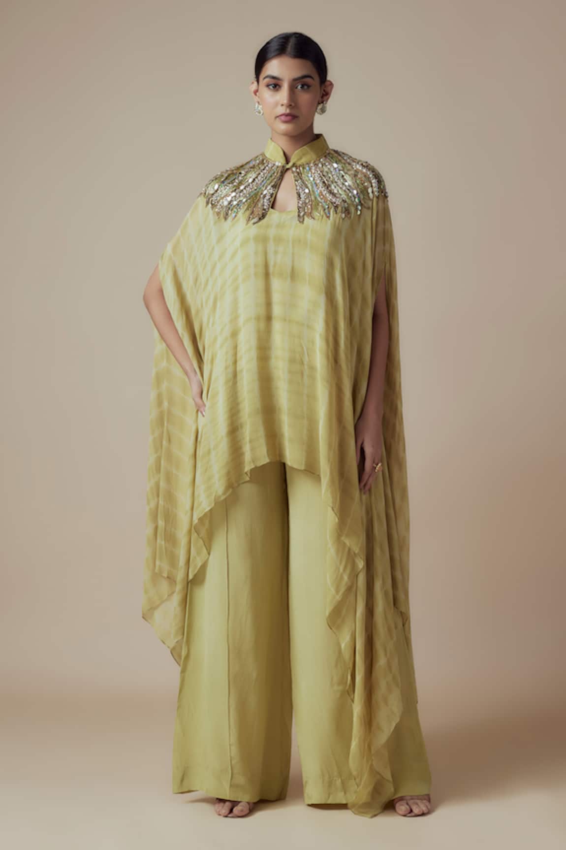 Yoshita Couture Hand Tie-Dye Kaftan & Palazzo Set