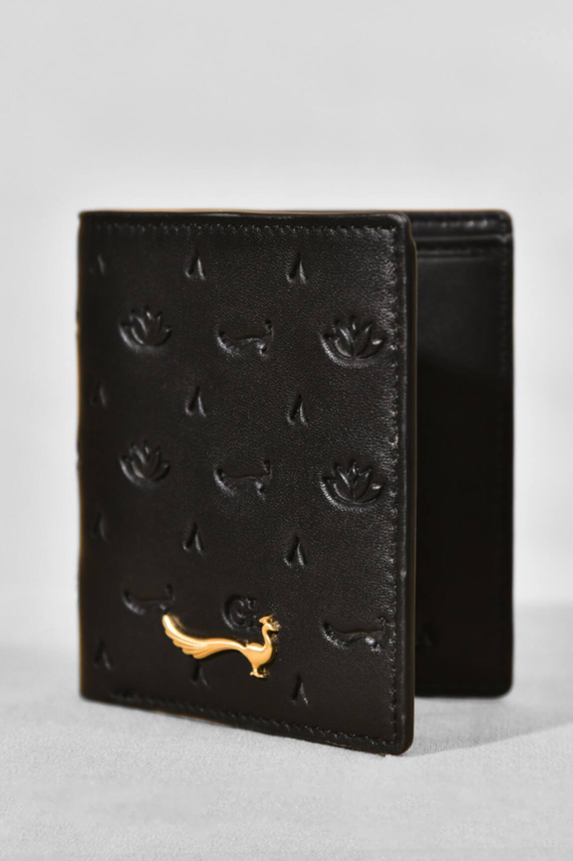 Gla Black Leather Embossed Wallet 