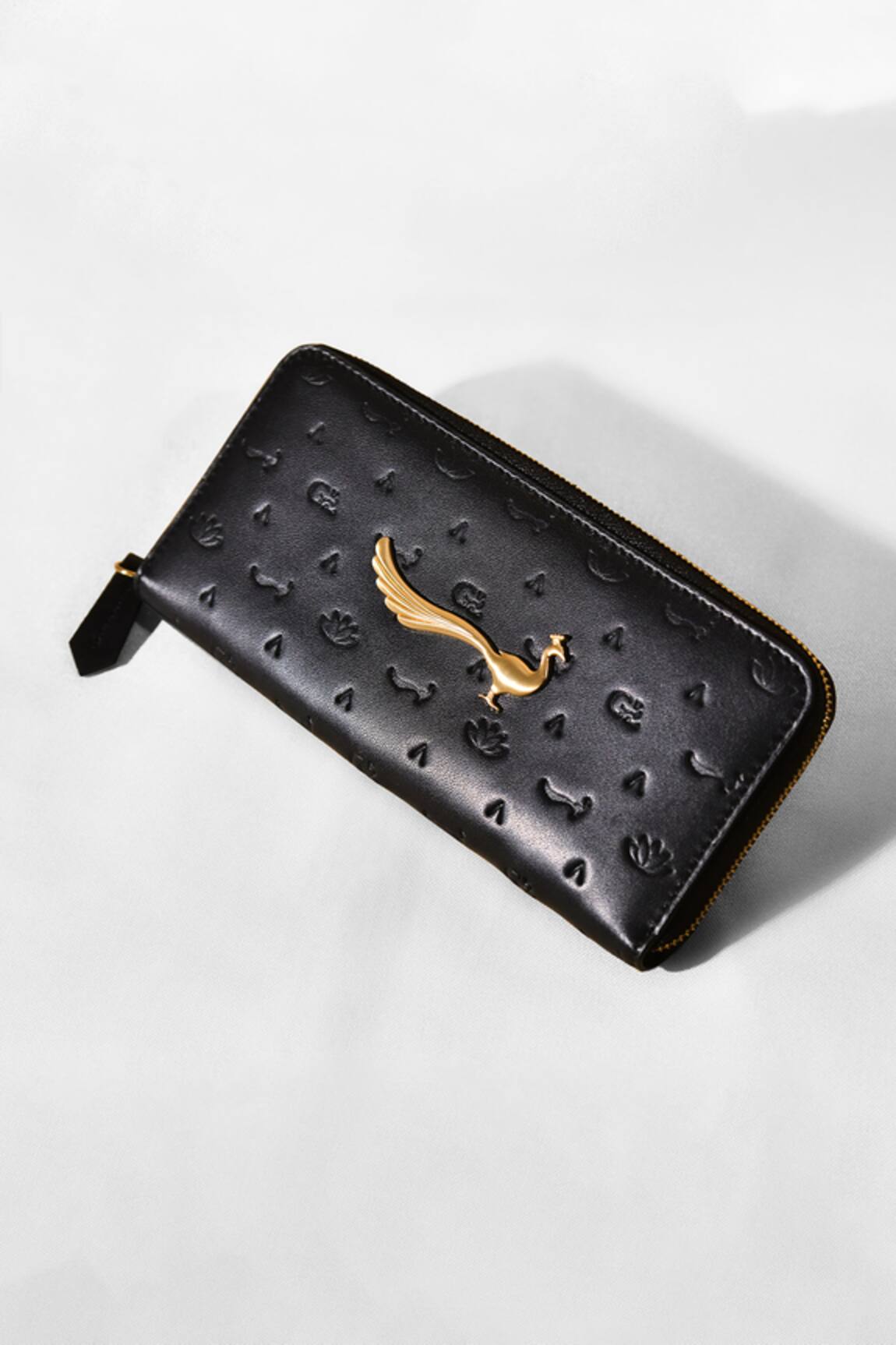 Gla Black Leather Embossed Wallet 