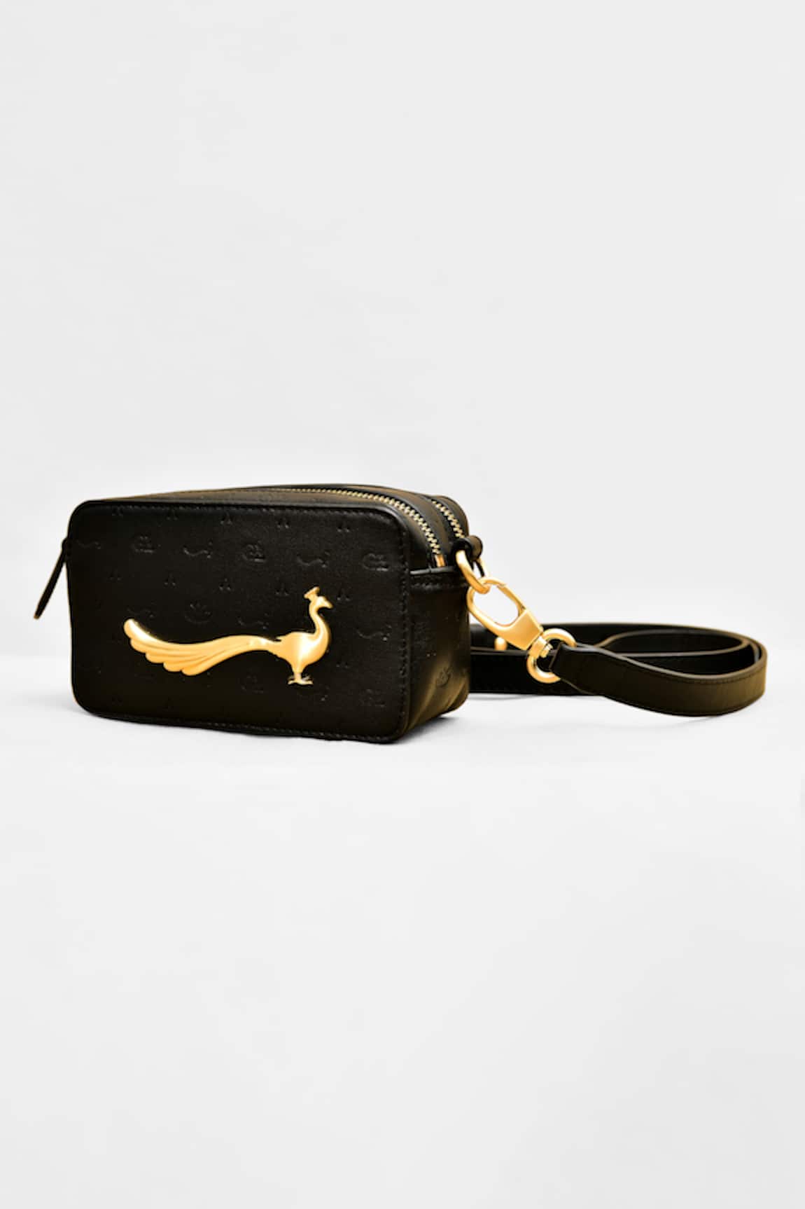 Gla Black Embossed Leather Crossbody Bag 