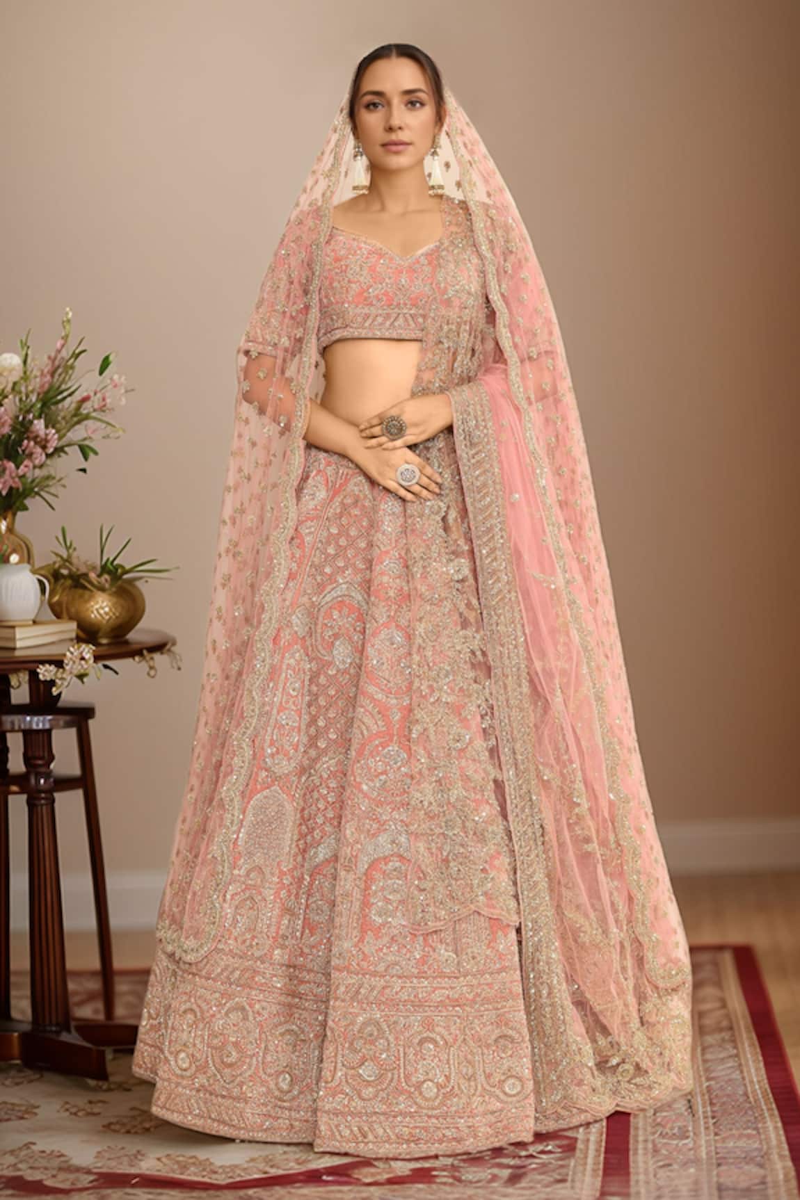 Kalighata Embroidered Velvet Bridal Lehenga Set 