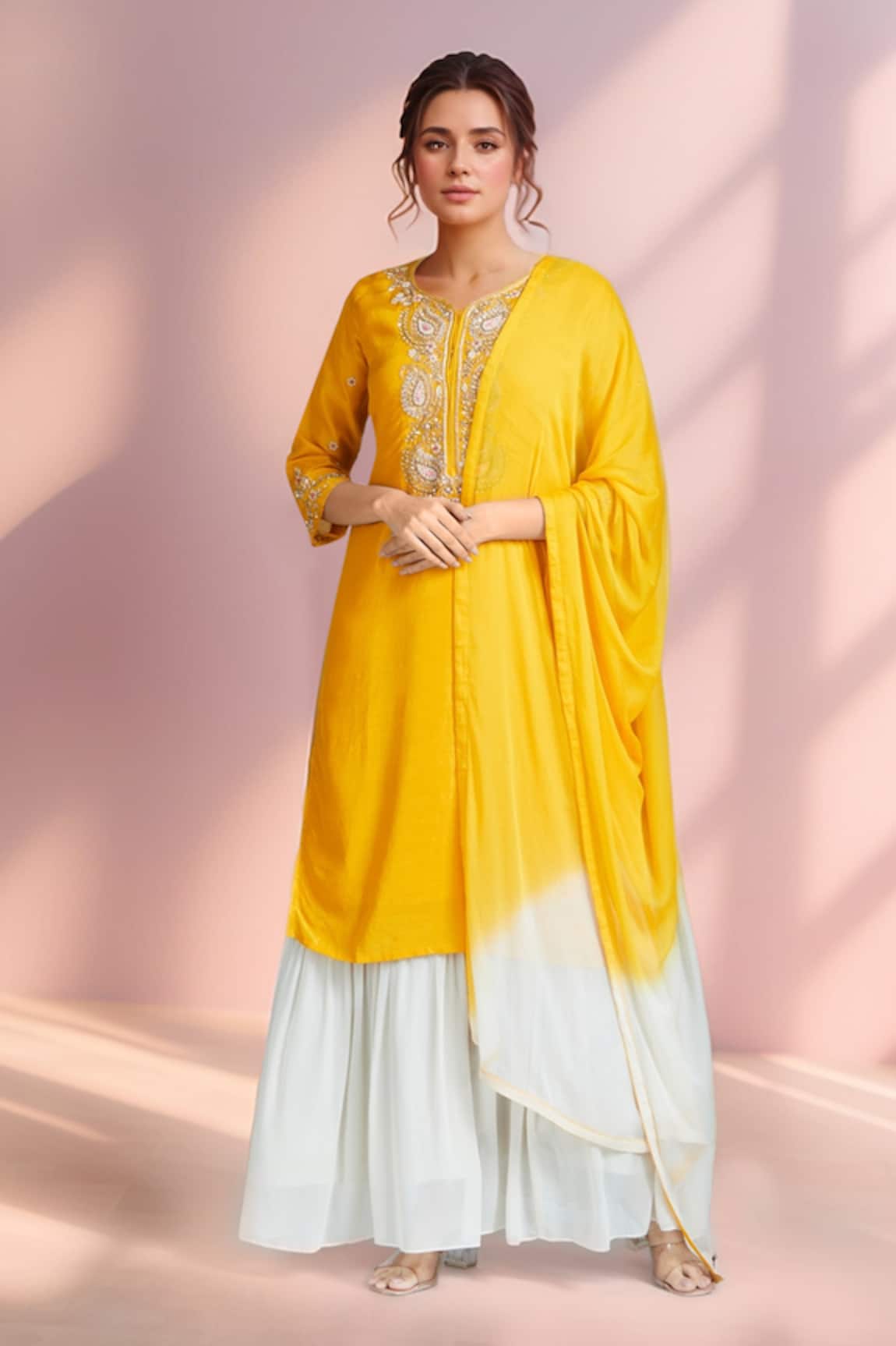 Samyukta Singhania Paisley Zardozi Embroidered Kurta Dress Set 