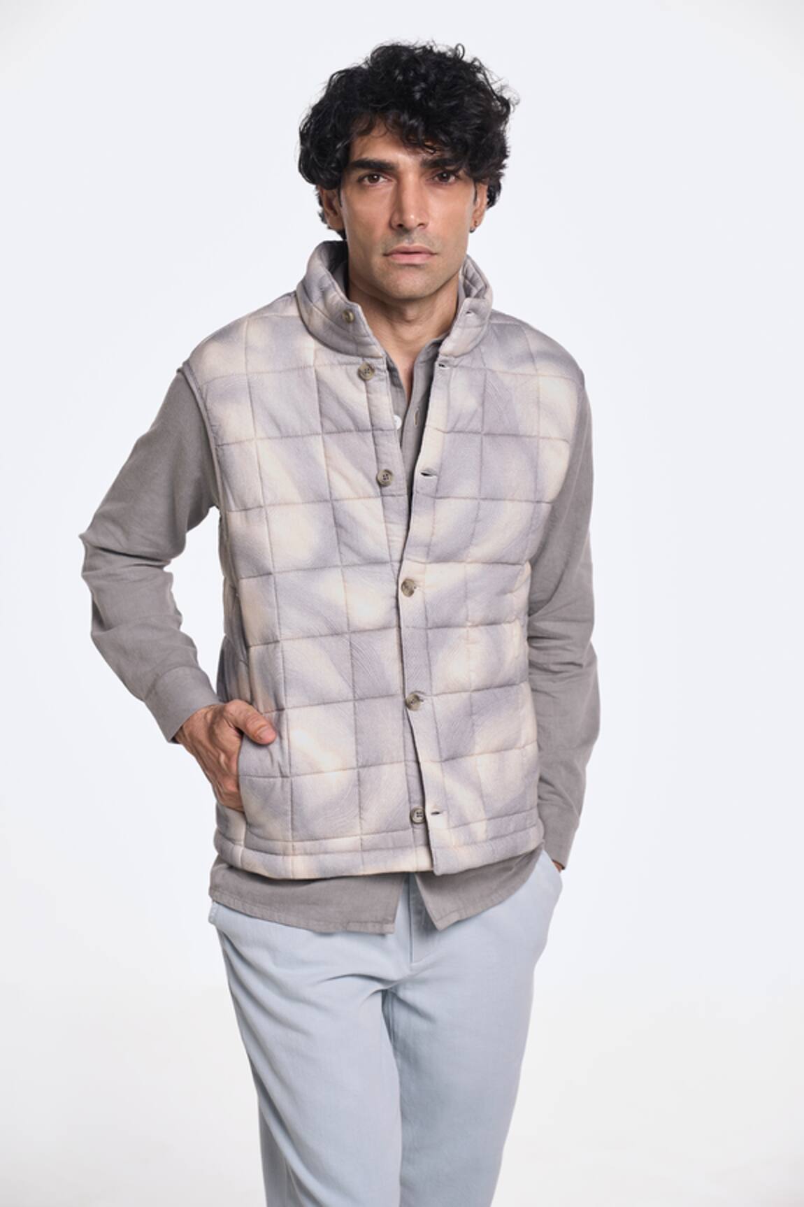 Terra Luna Grey Ikkat Printed Jacket 