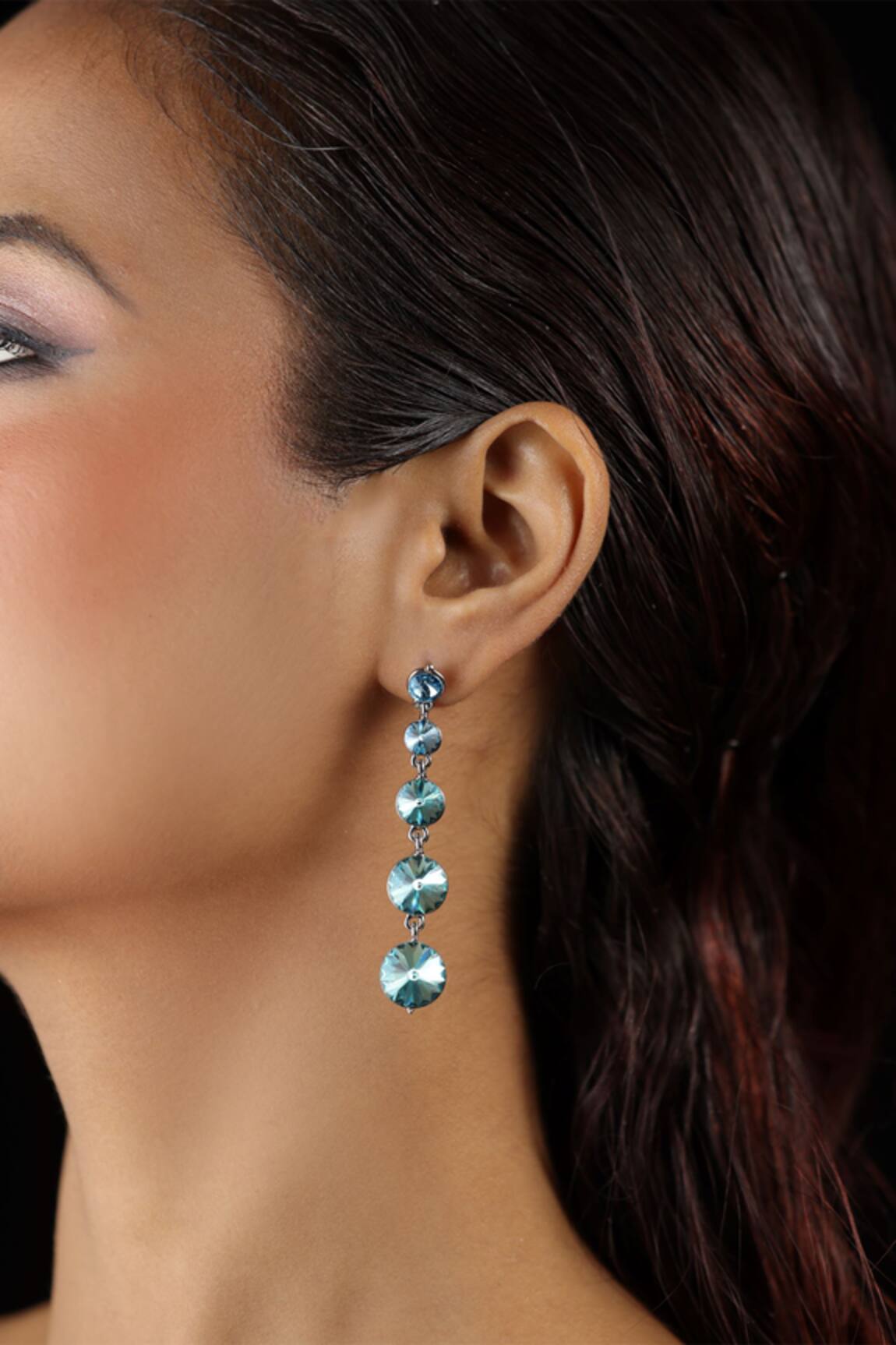 The Bling Girll Blue Crystal Dangler Earrings 