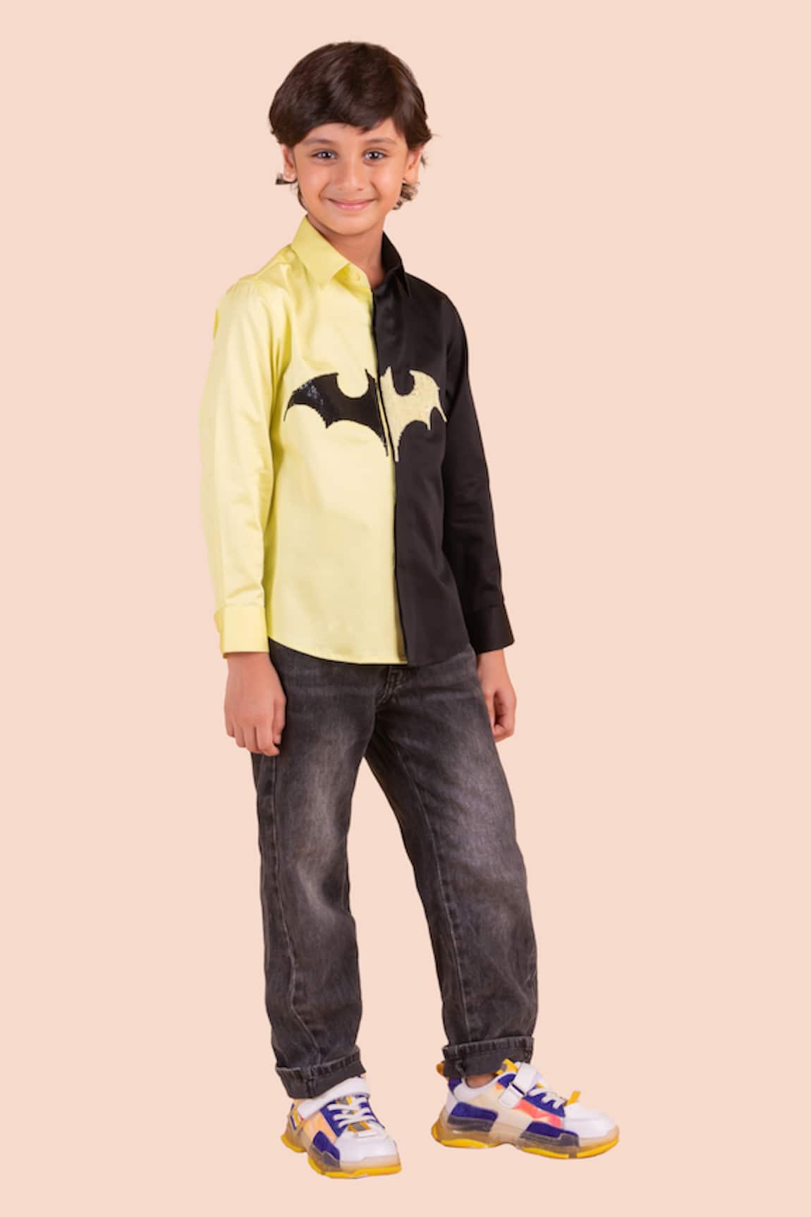 Partykles Batman Motif Sequin Embroidered Shirt 