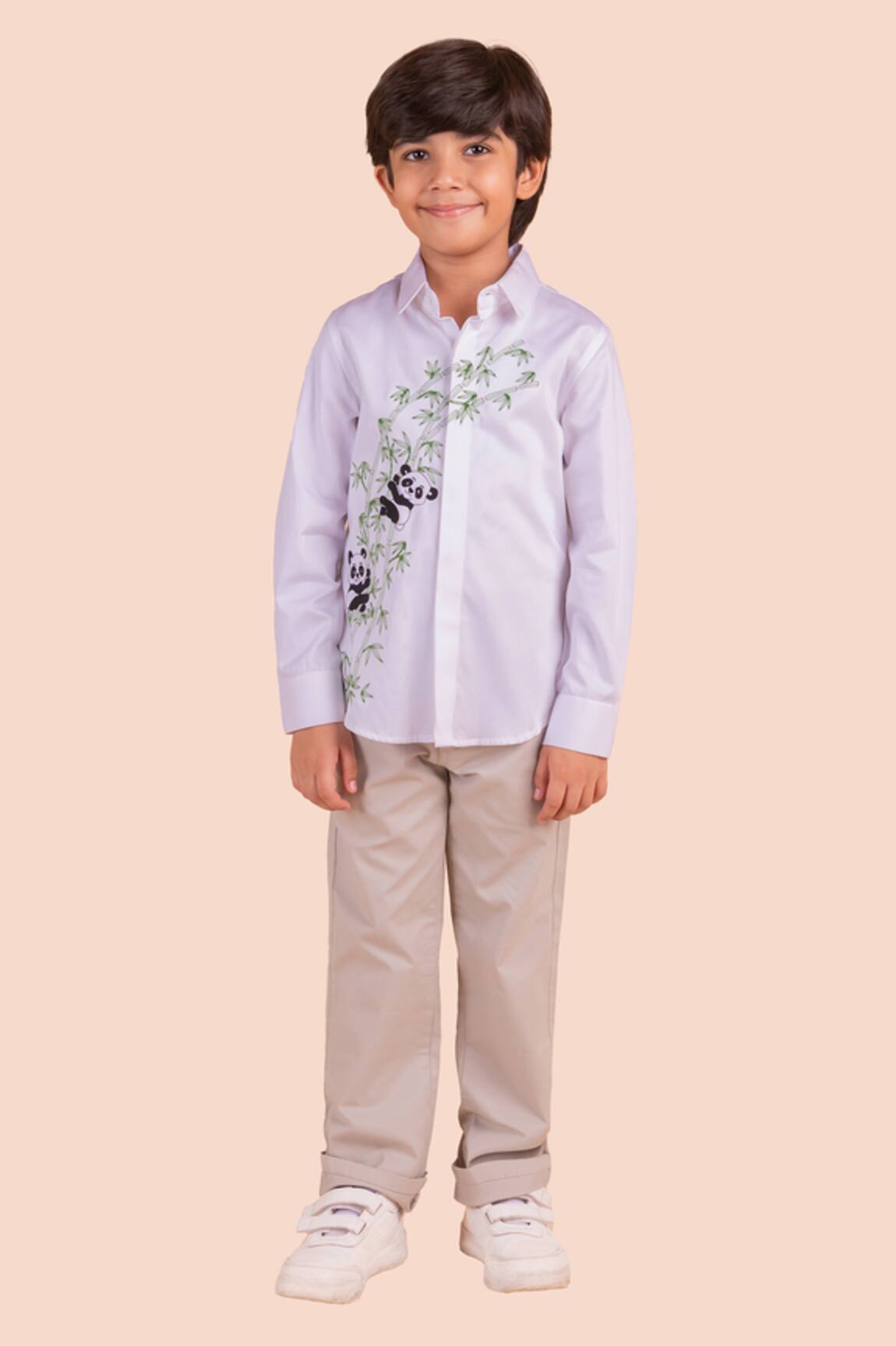 Partykles Panda Embroidered Cotton Shirt 