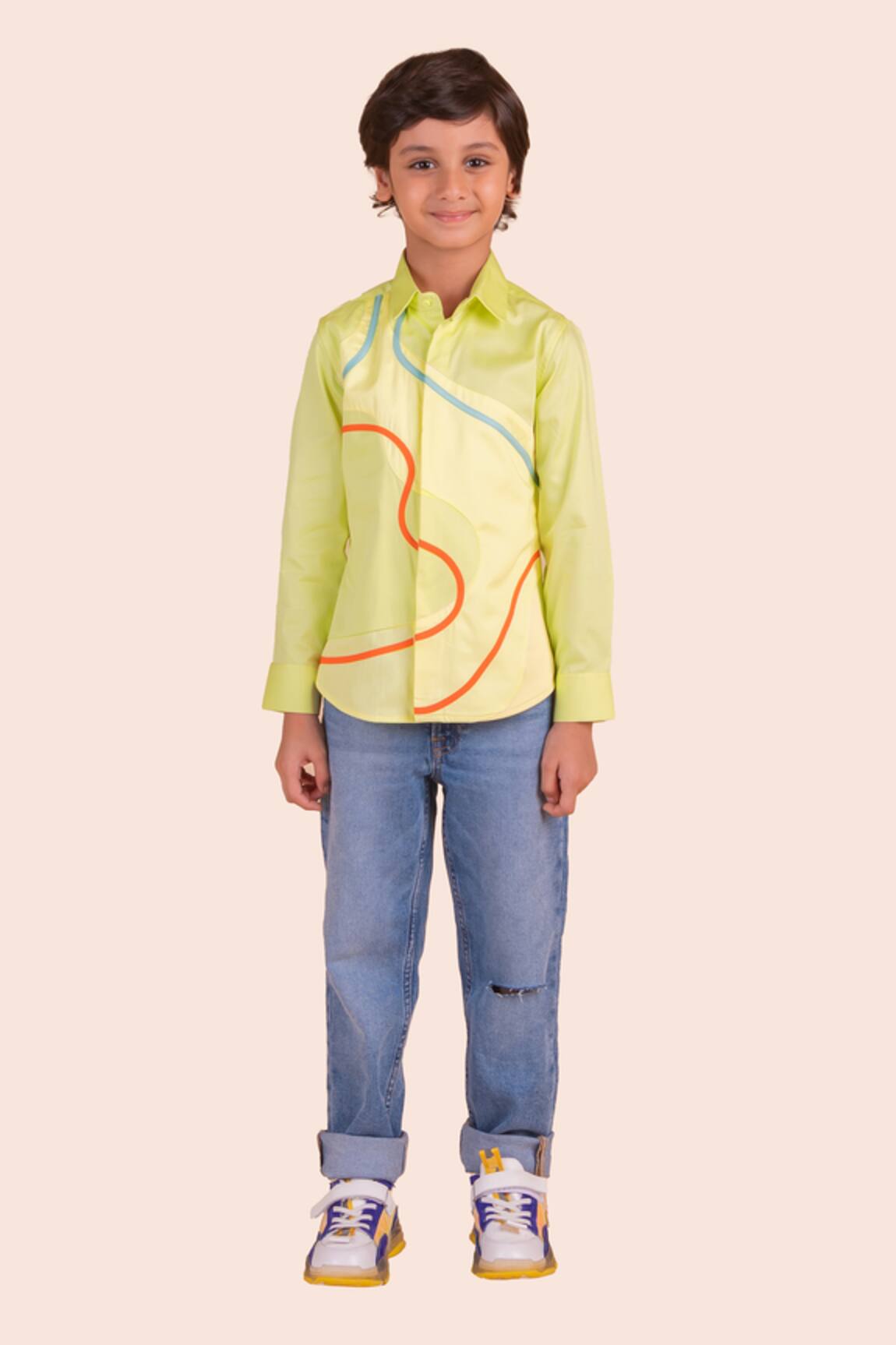 Partykles Embroidered Wave Patchwork Shirt 