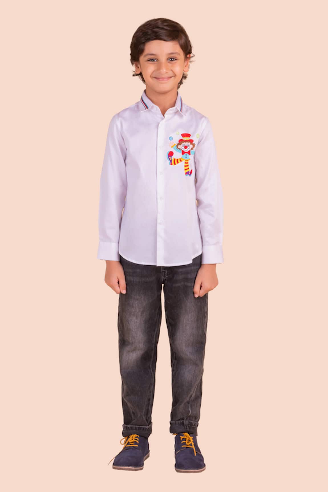 Partykles Joker Motif Embroidered Shirt 