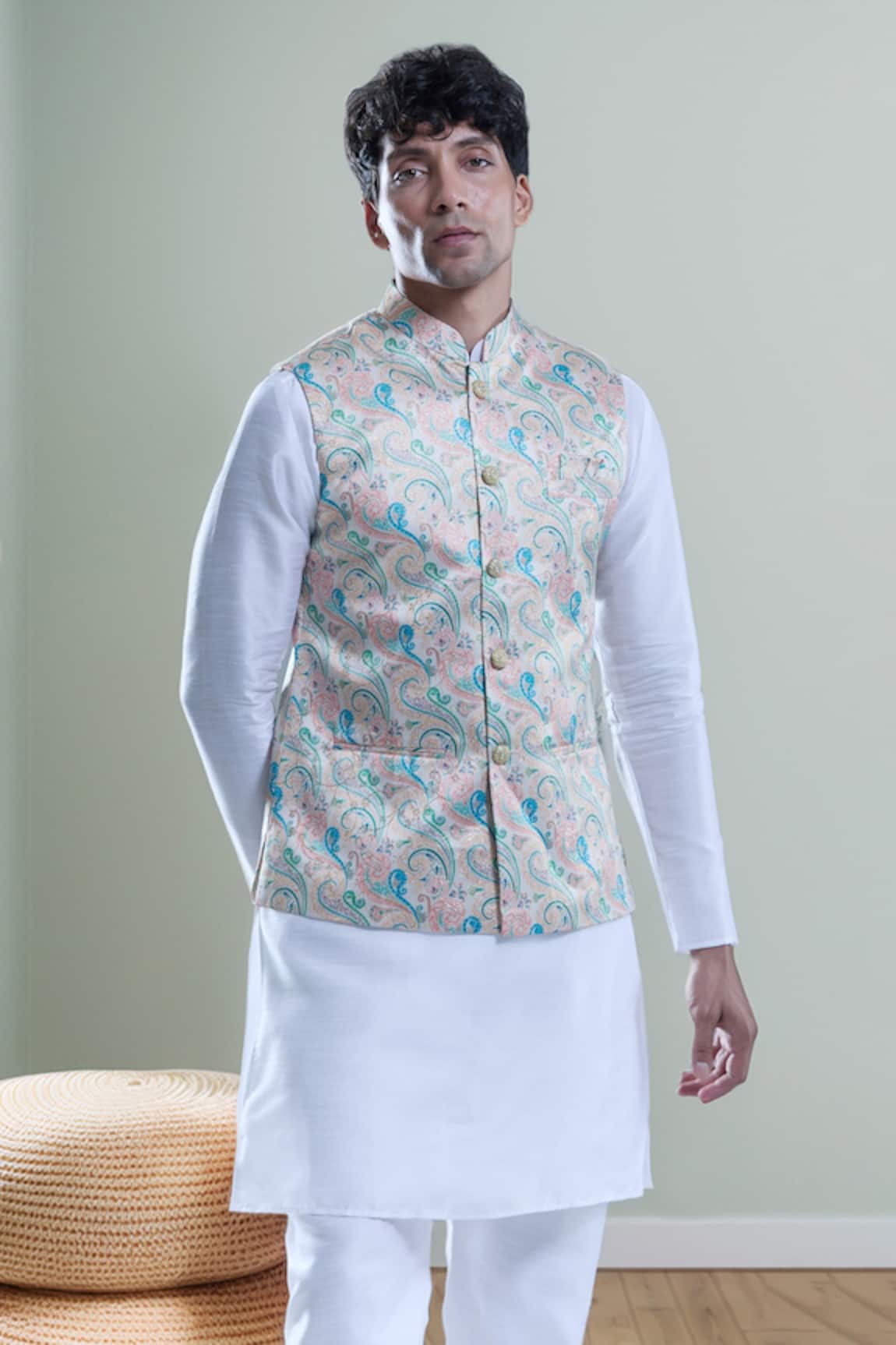 Arihant Rai Sinha Paisley Woven Nehru Jacket 