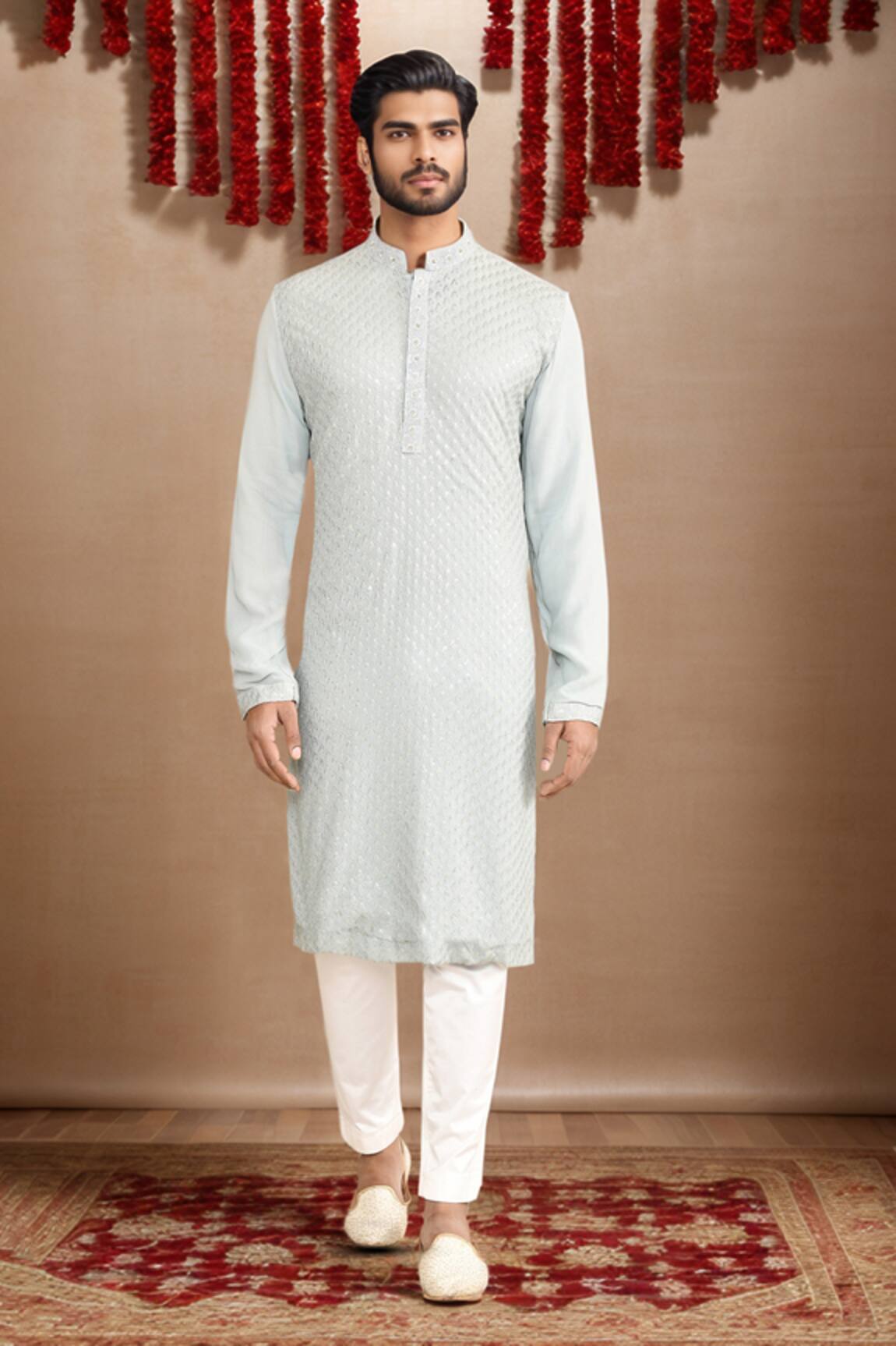 Kalighata Lucknowi Embroidered Kurta Set