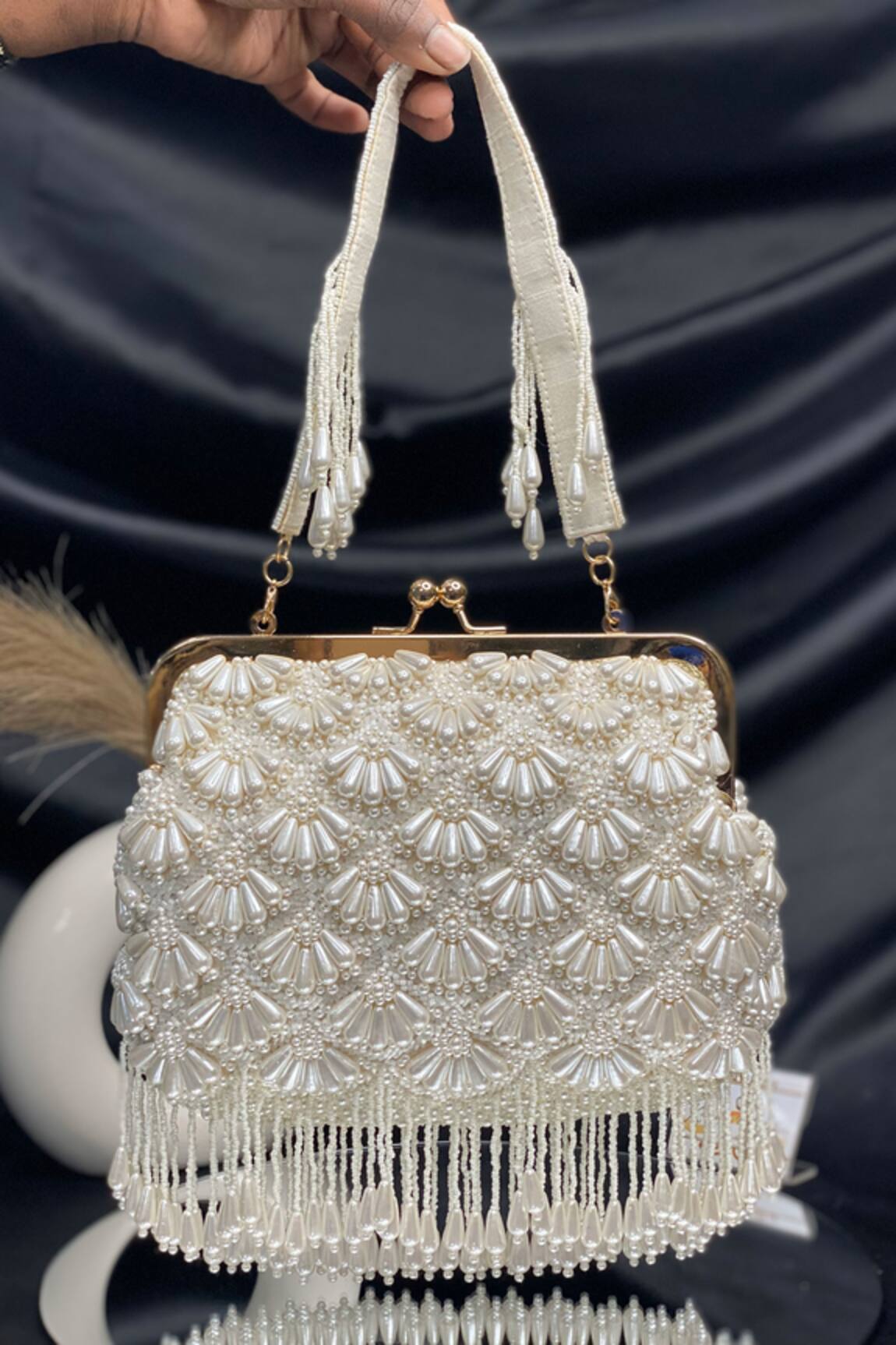 Kainiche By Mehak Flora Embellished Clutch Bag 